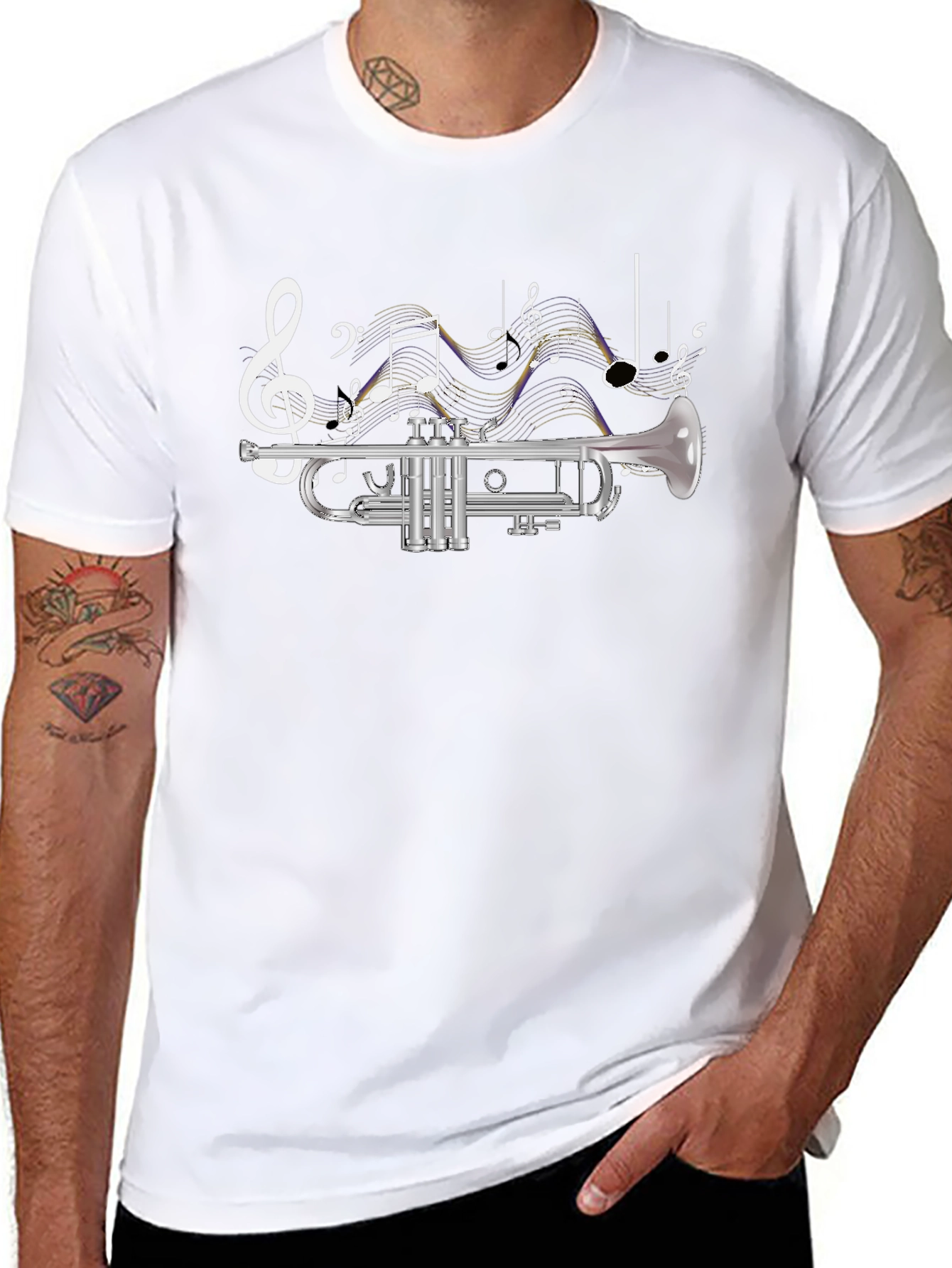 Trumpet & Music Notes Graphic Tee