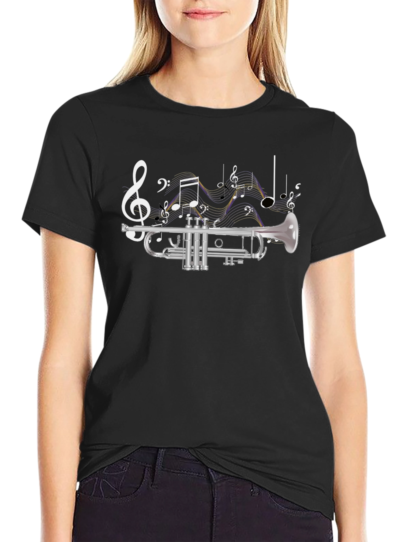 Trumpet & Music Notes Graphic Tee