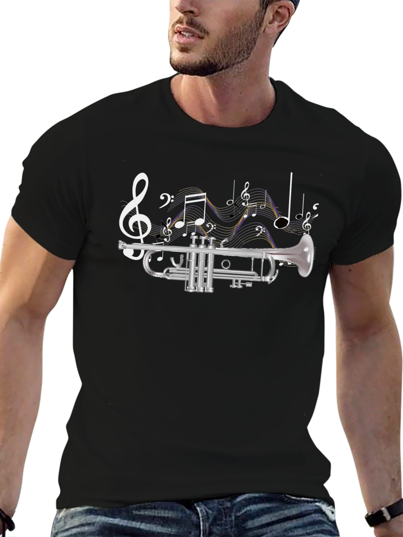 Trumpet & Music Notes Graphic Tee