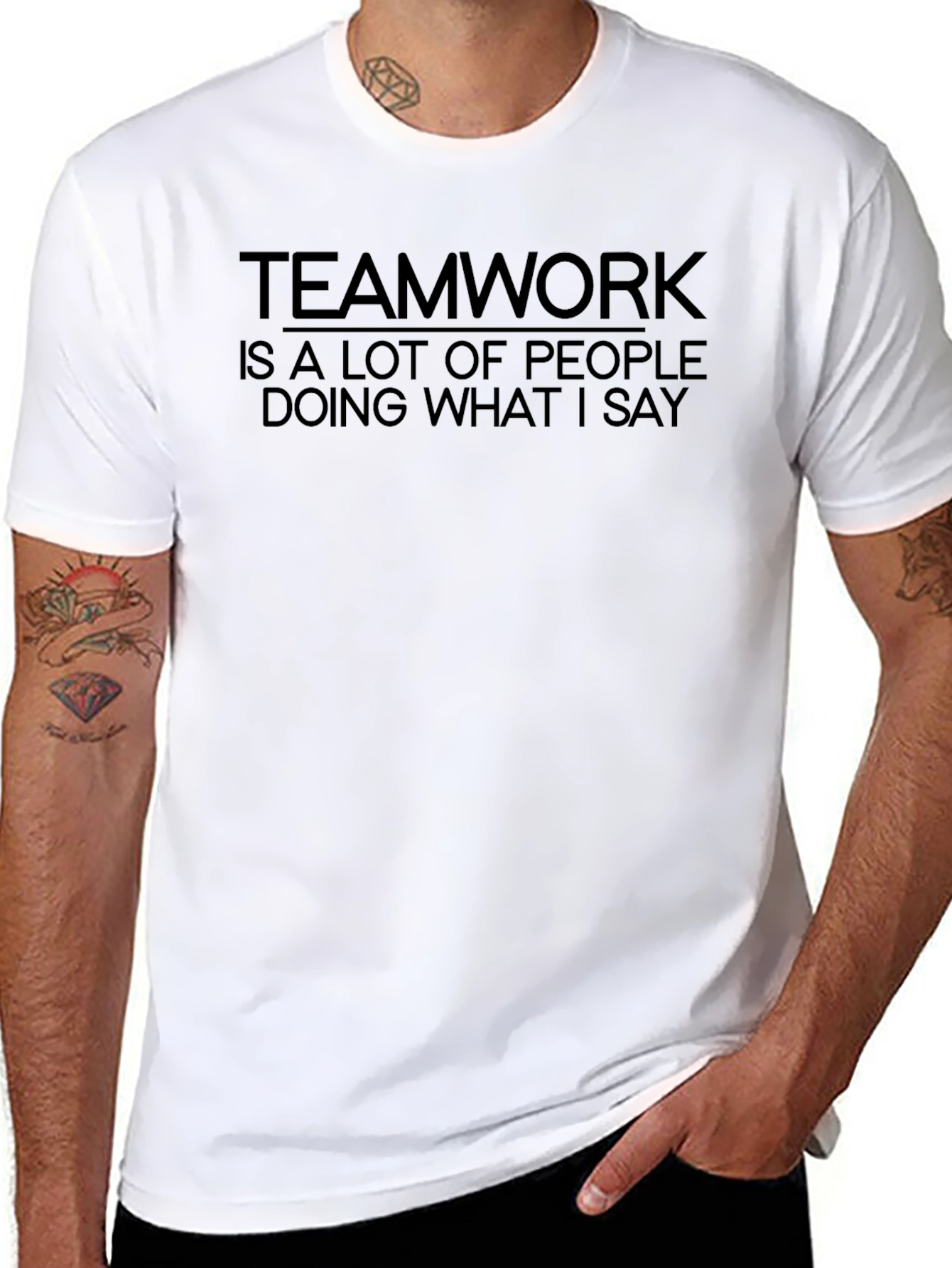 Teamwork Slogan Black T-Shirt