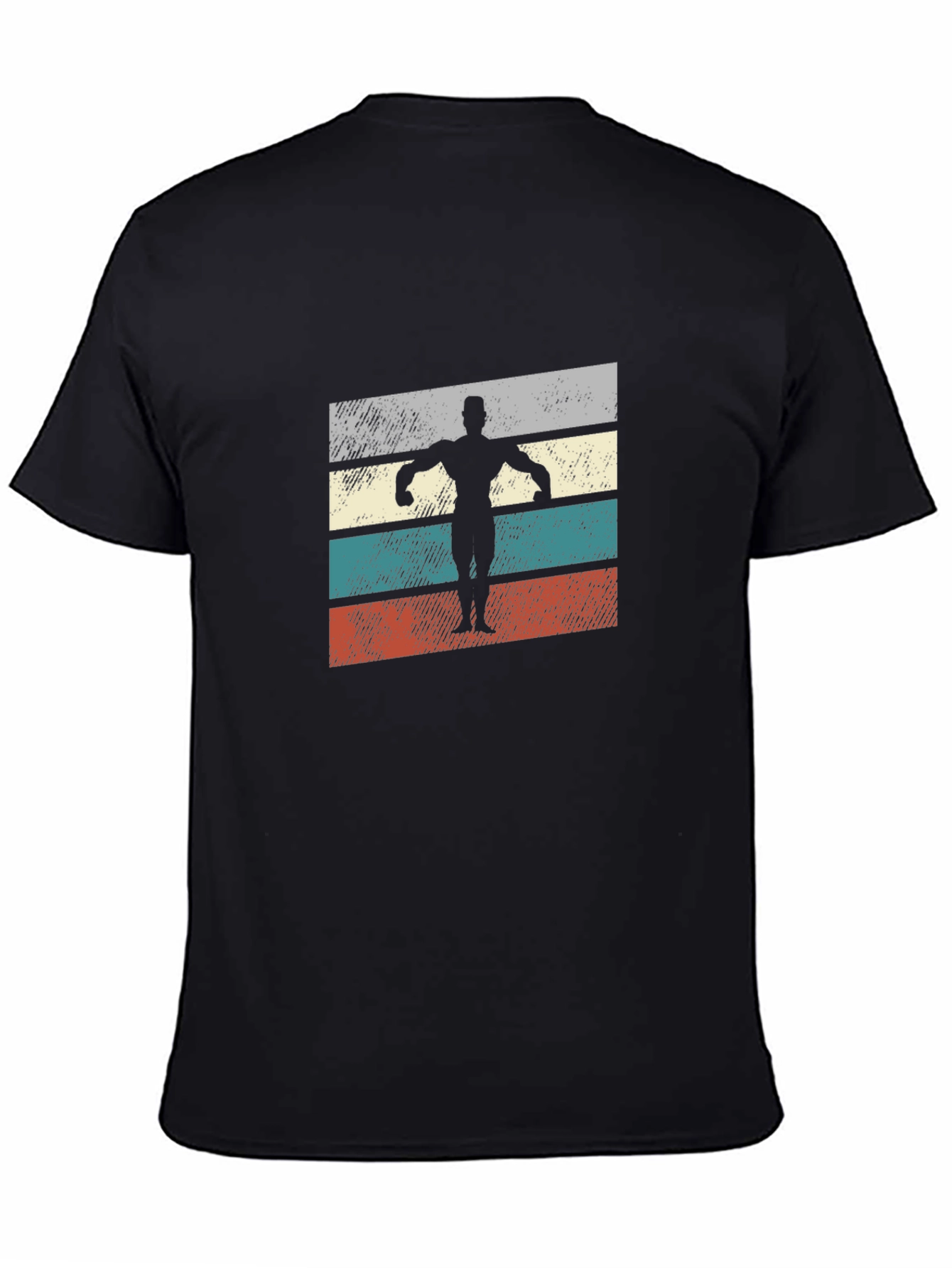 Retro Bodybuilder Graphic Tee - Black Cotton Shirt