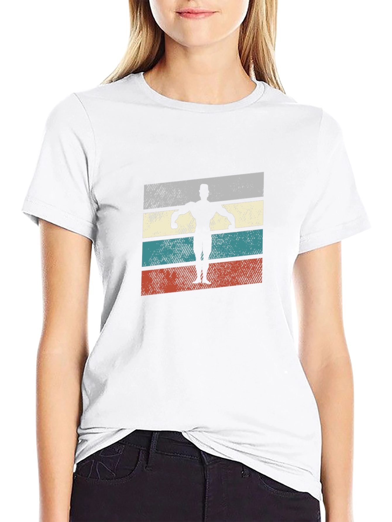 Retro Bodybuilder Graphic Tee - Black Cotton Shirt