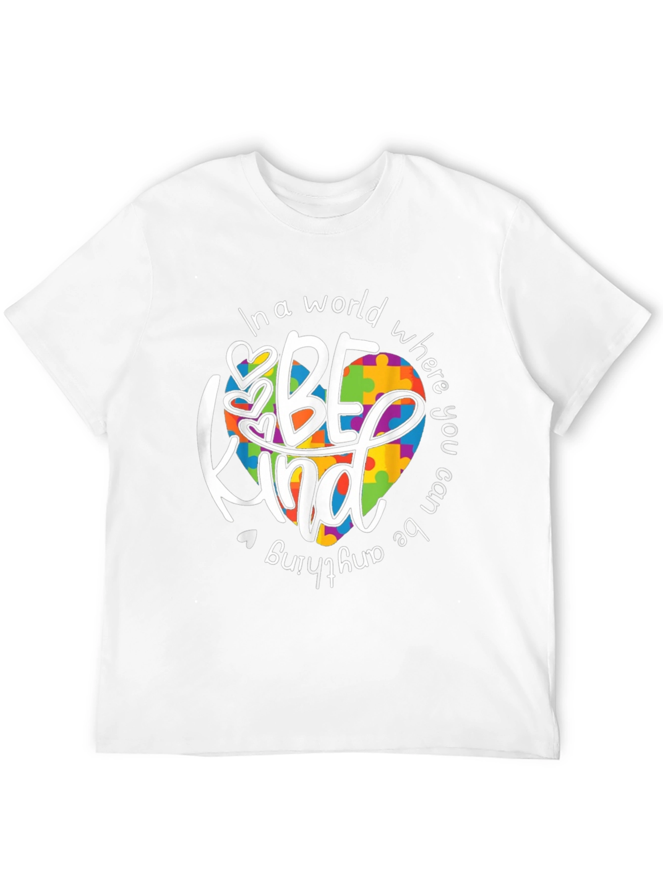 Be Kind Autism Awareness T-Shirt - Puzzle Heart Design
