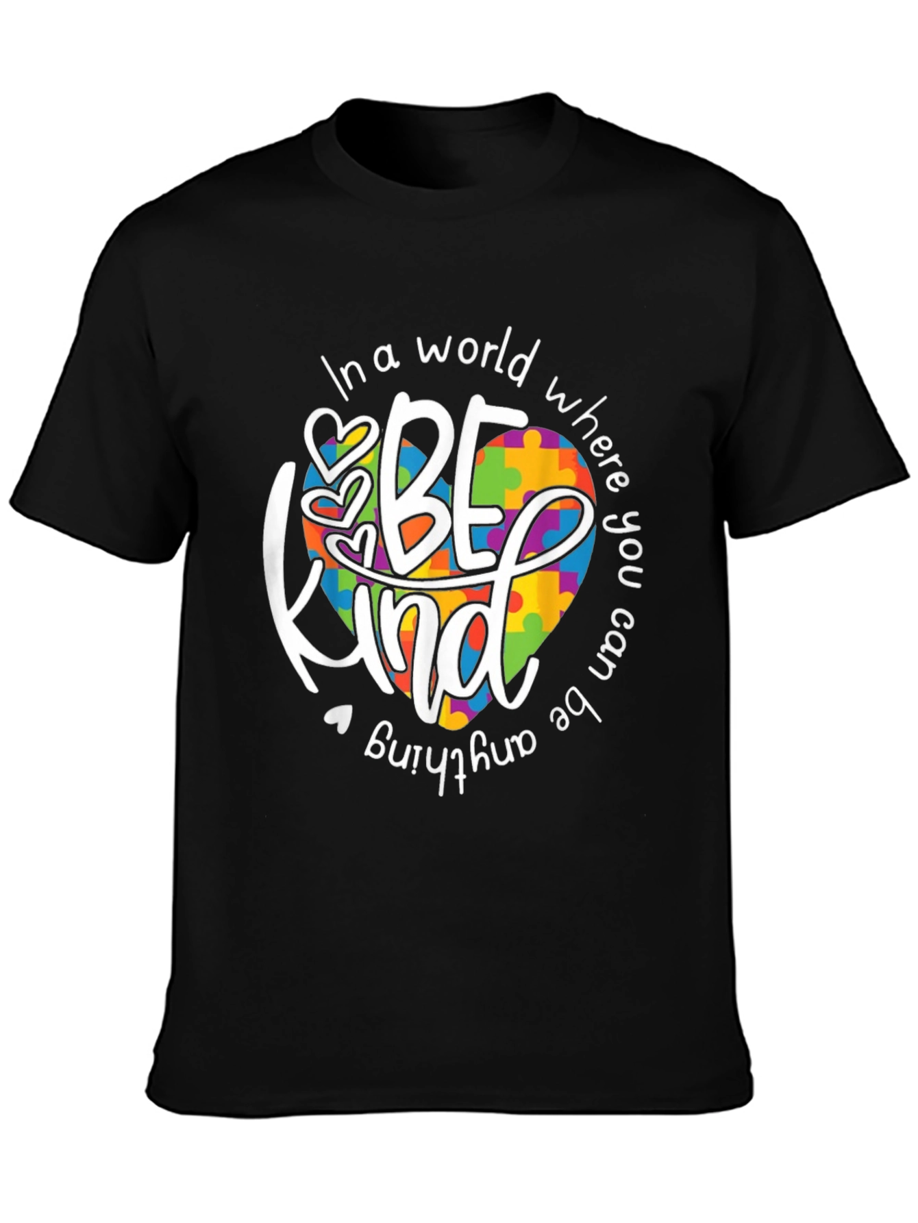 Be Kind Autism Awareness T-Shirt - Puzzle Heart Design