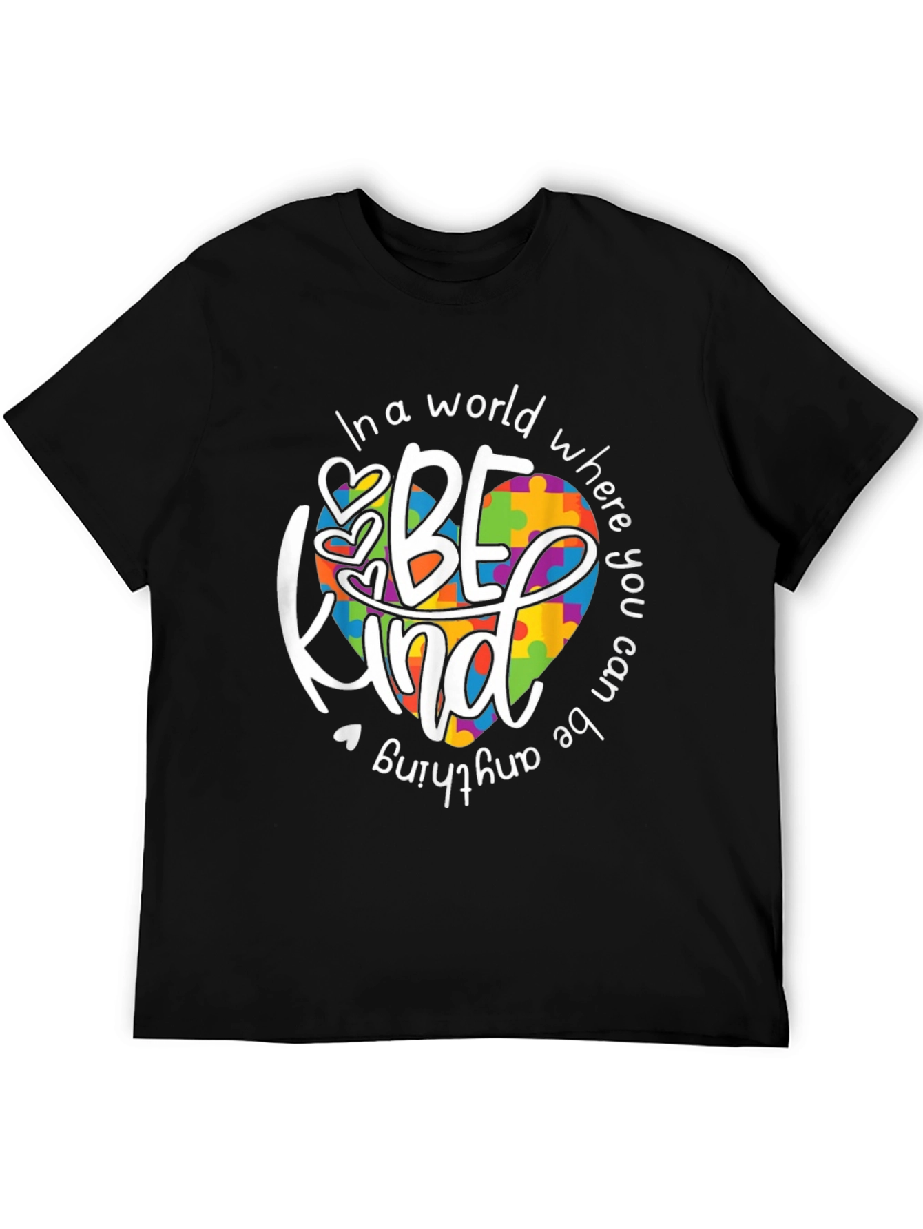 Be Kind Autism Awareness T-Shirt - Puzzle Heart Design