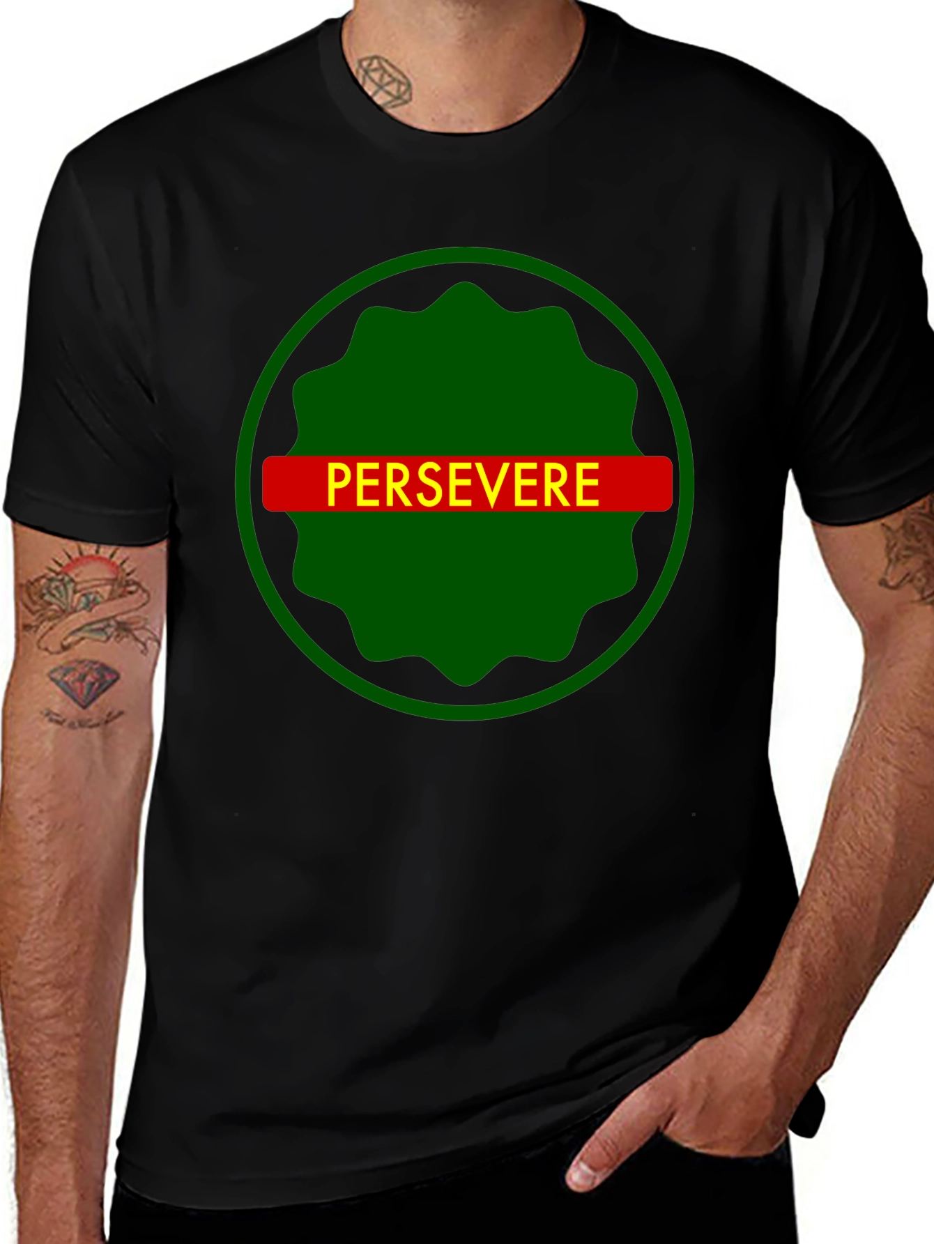 Persevere Graphic Tee - Black Cotton T-Shirt