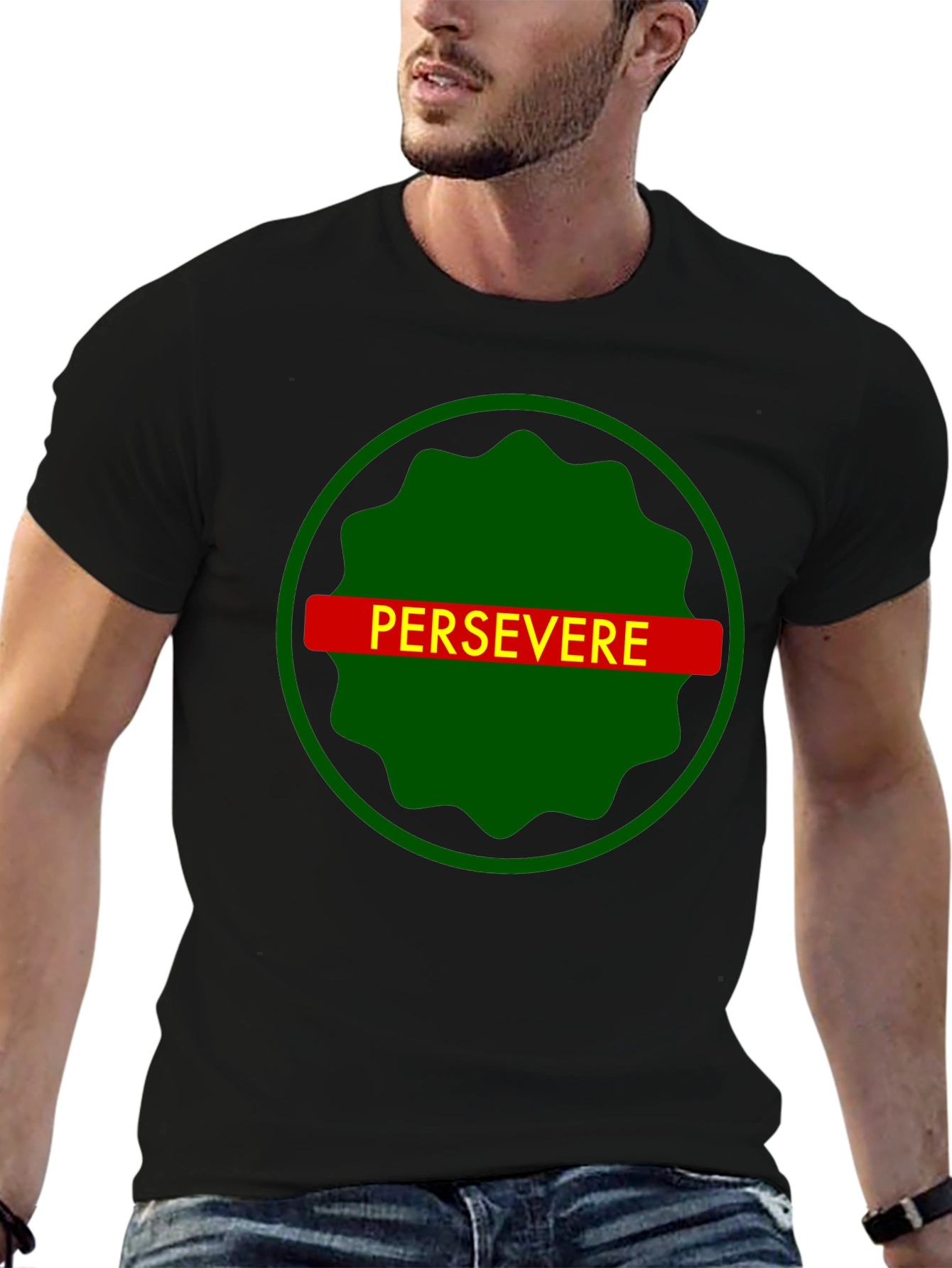 Persevere Graphic Tee - Black Cotton T-Shirt