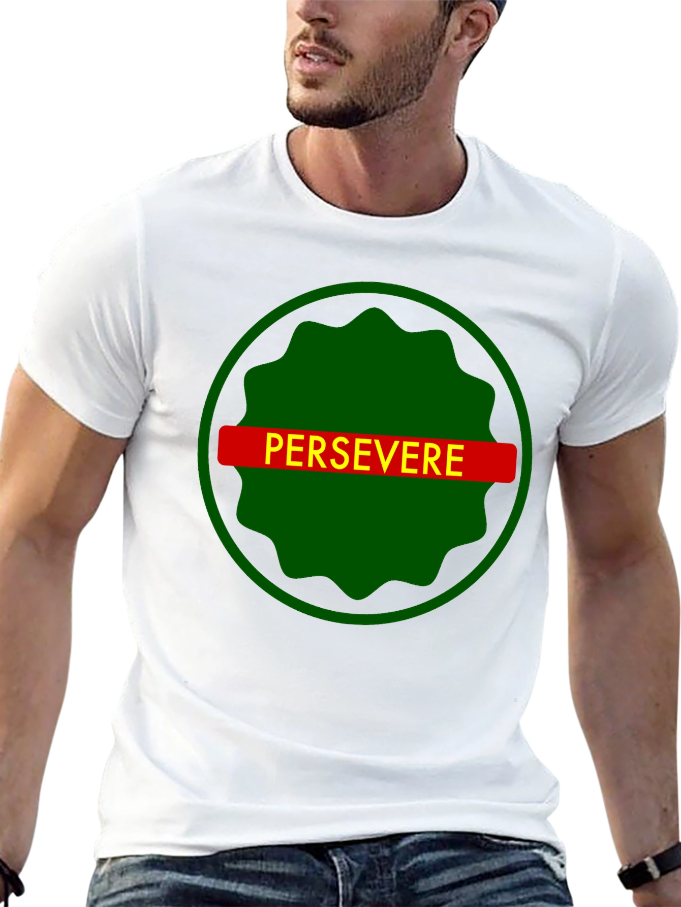 Persevere Graphic Tee - Black Cotton T-Shirt