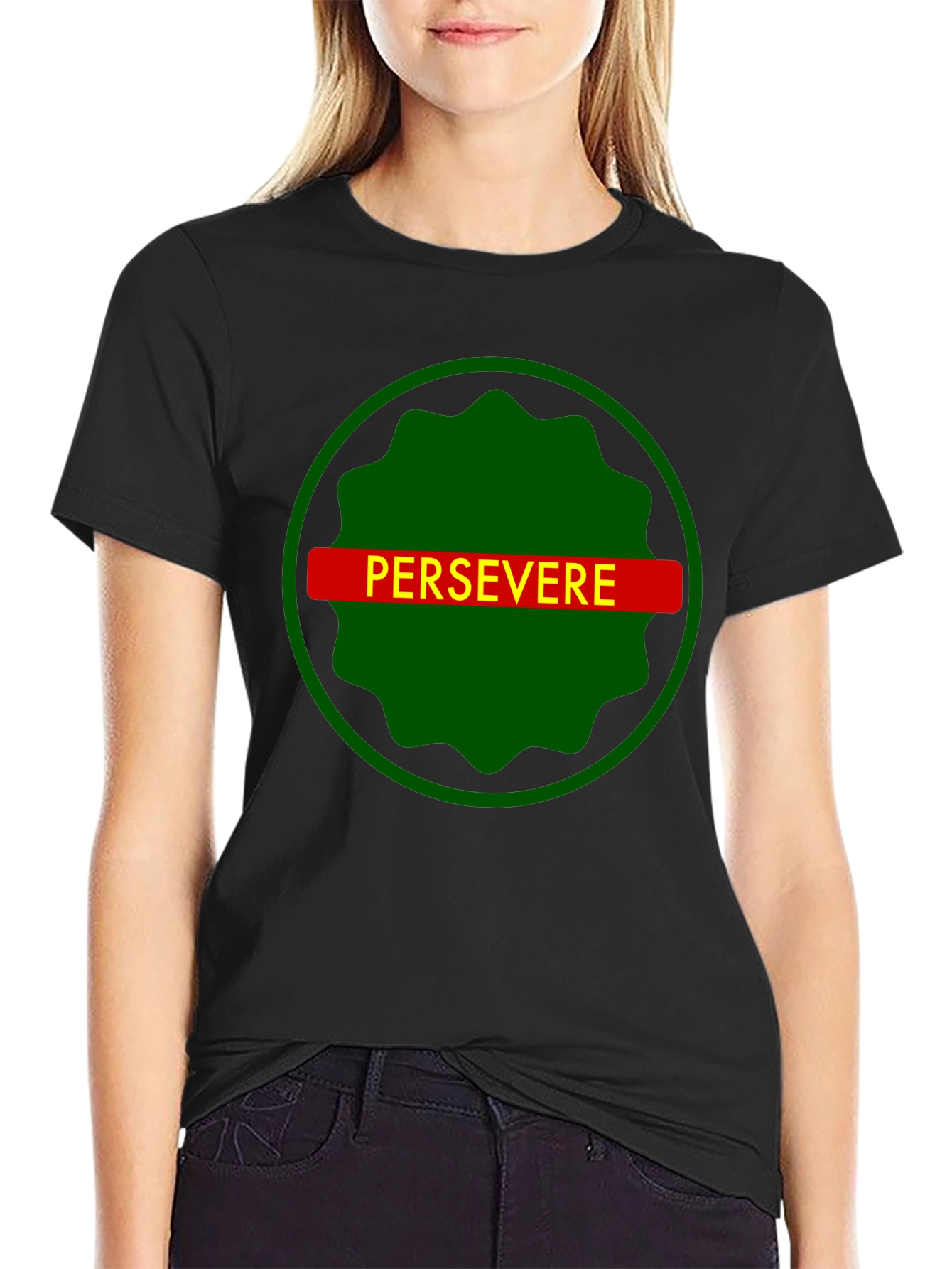 Persevere Graphic Tee - Black Cotton T-Shirt