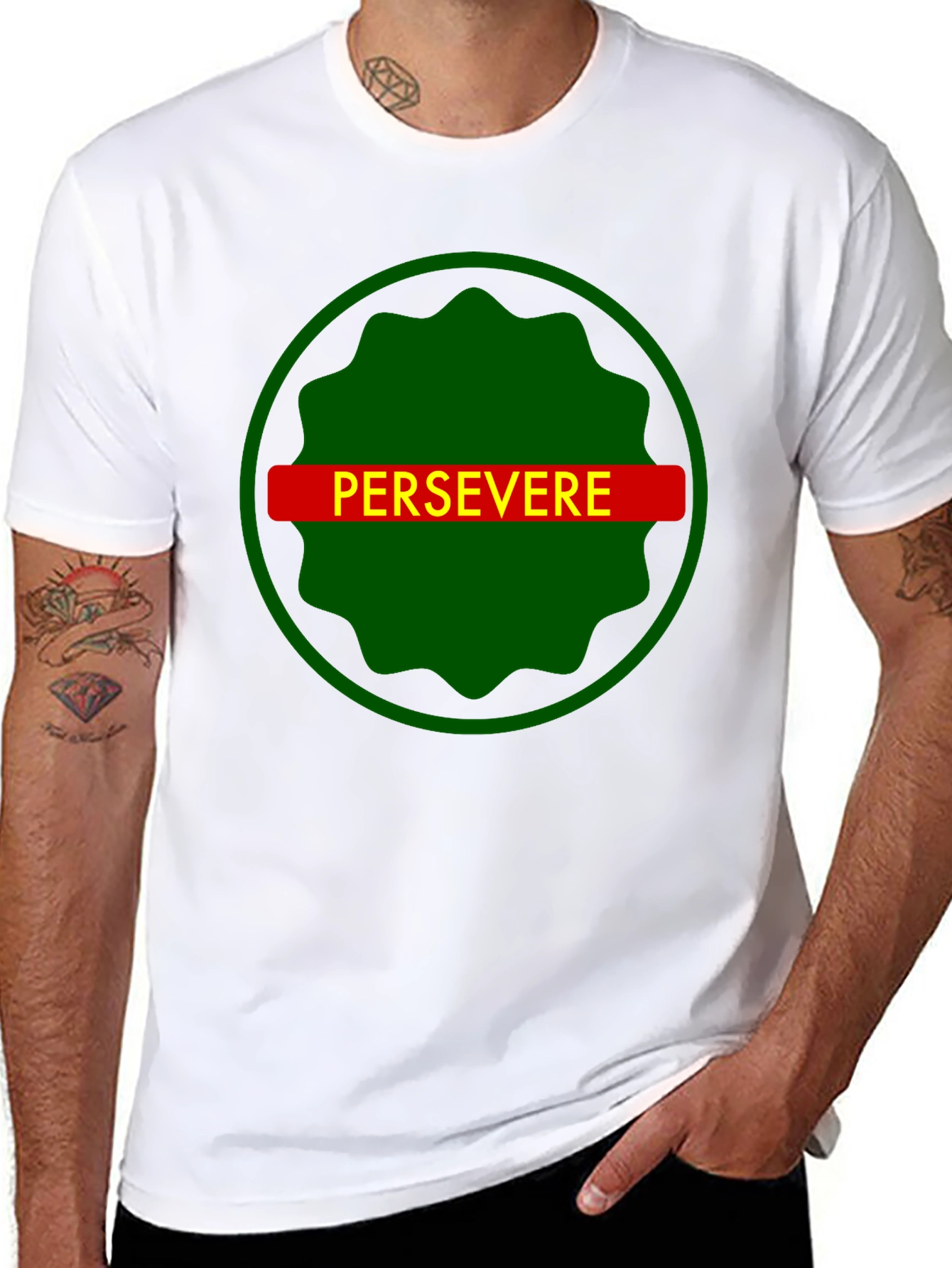 Persevere Graphic Tee - Black Cotton T-Shirt
