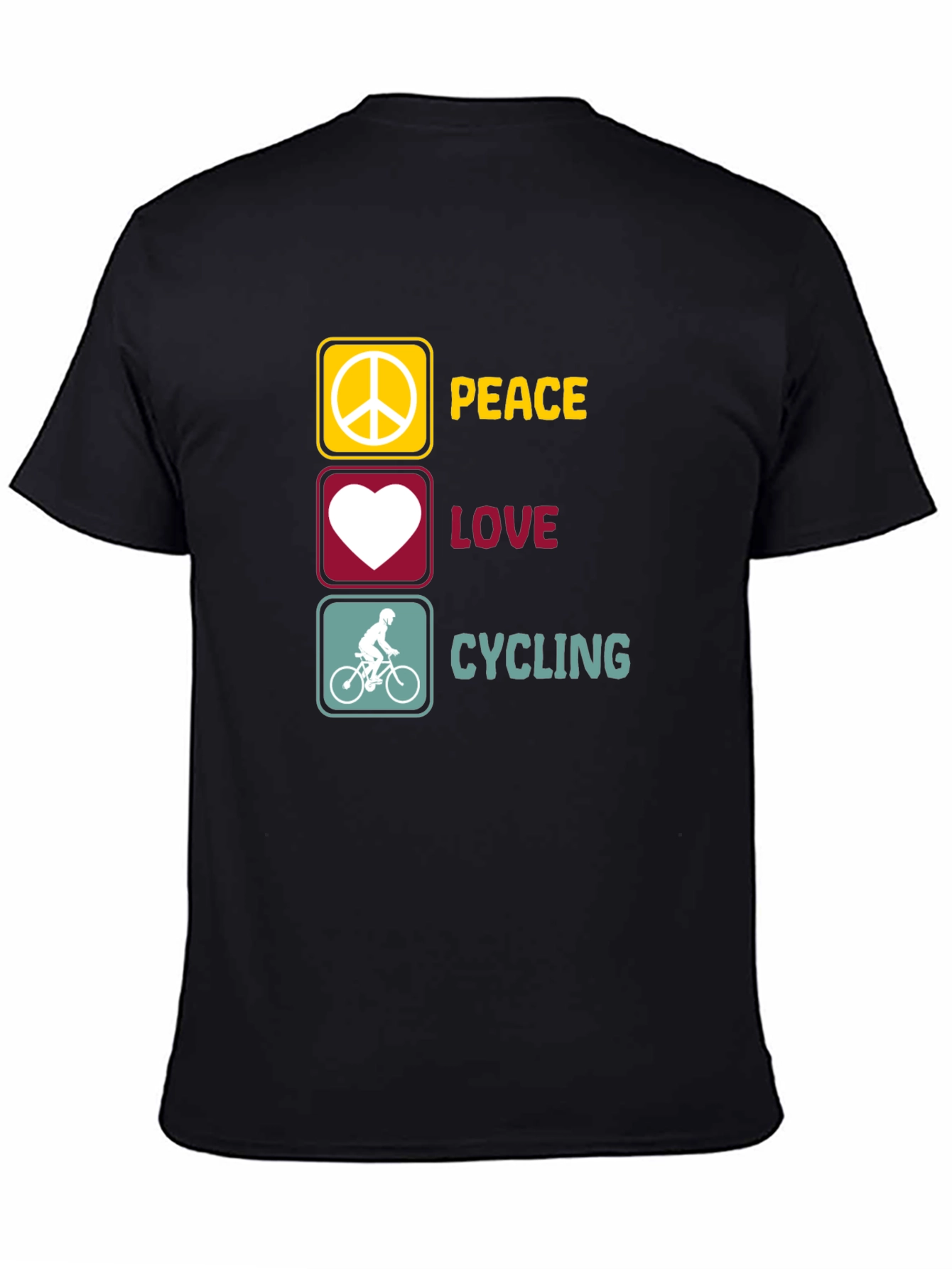 Peace Love Cycling Graphic T-Shirt - Black