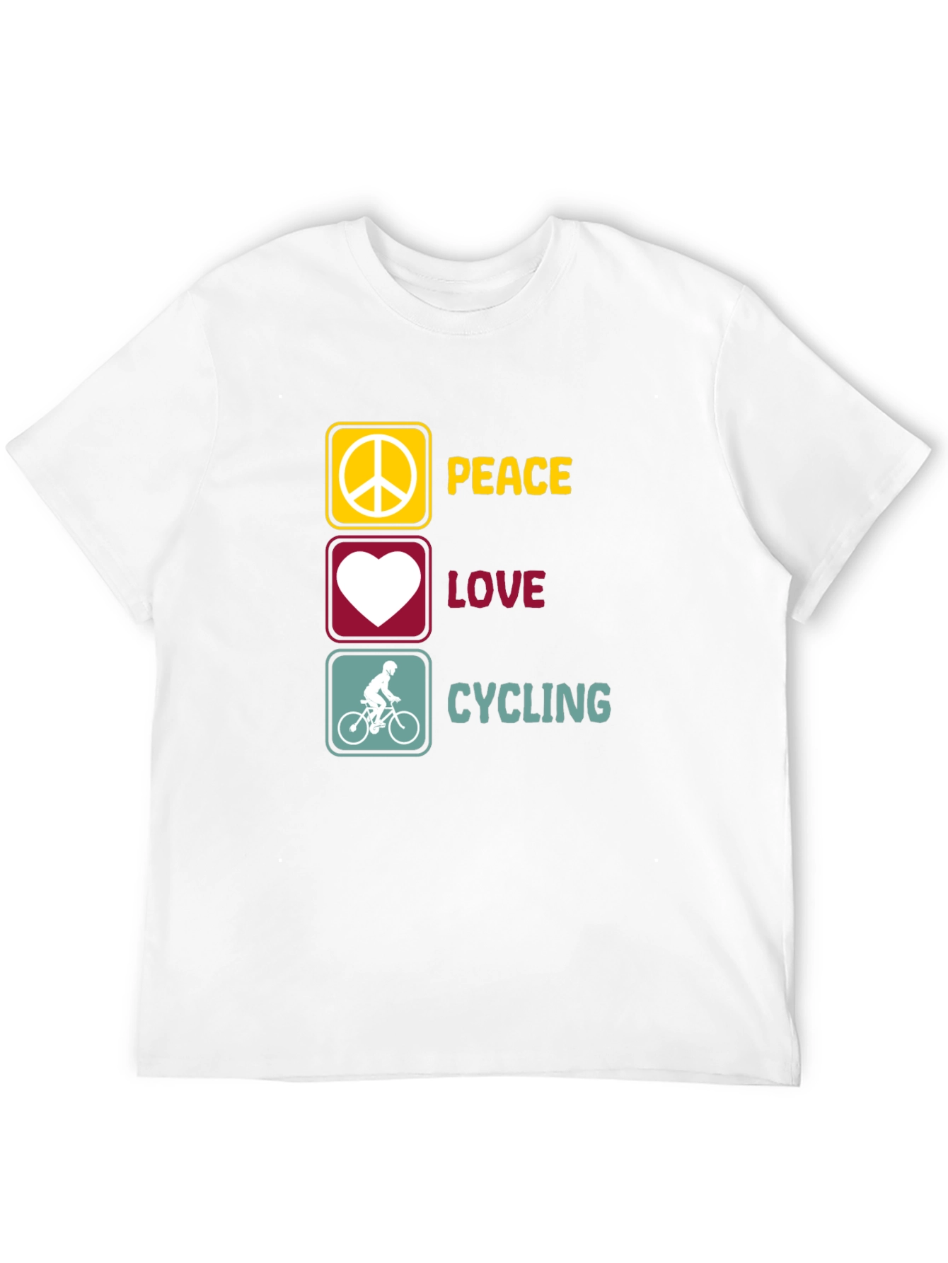 Peace Love Cycling Graphic T-Shirt - Black