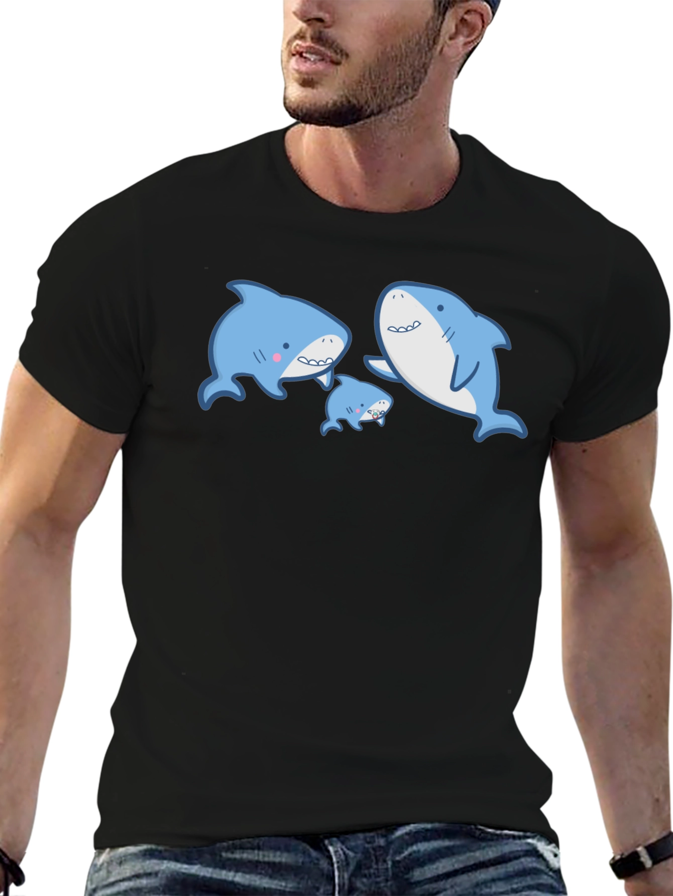 Cute Shark Family Graphic T-Shirt