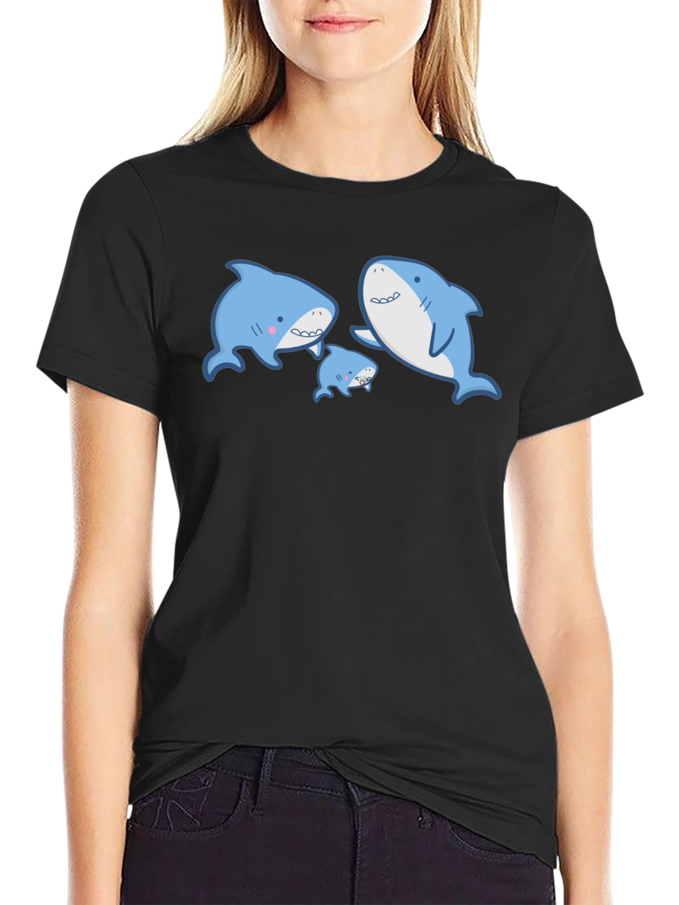 Cute Shark Family Graphic T-Shirt