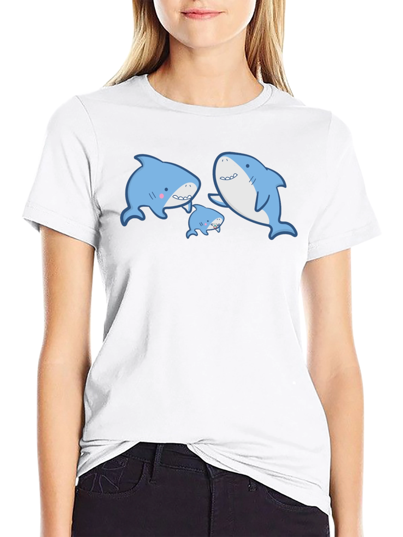 Cute Shark Family Graphic T-Shirt