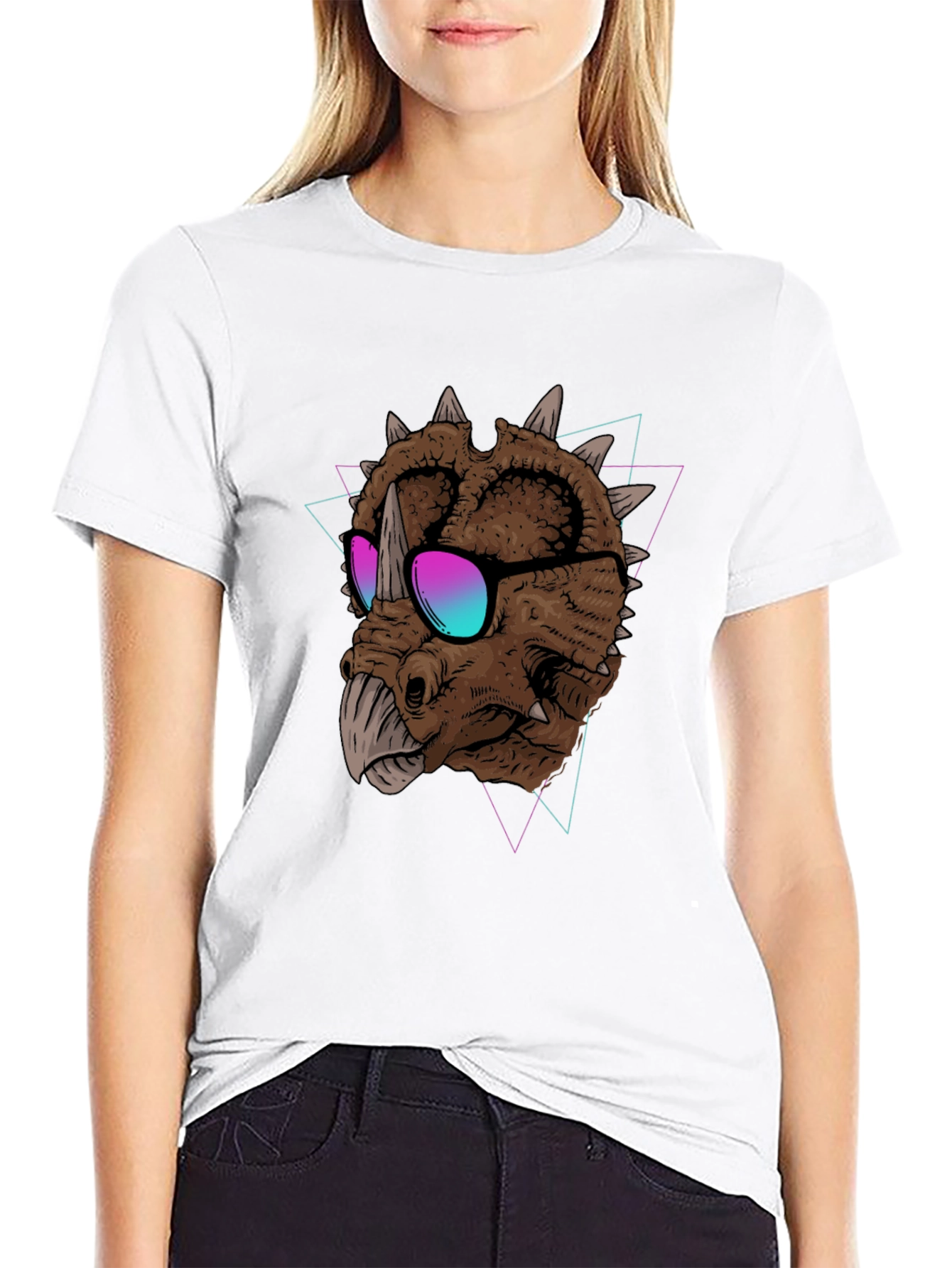 Cool Triceratops Graphic Tee - Black T-Shirt