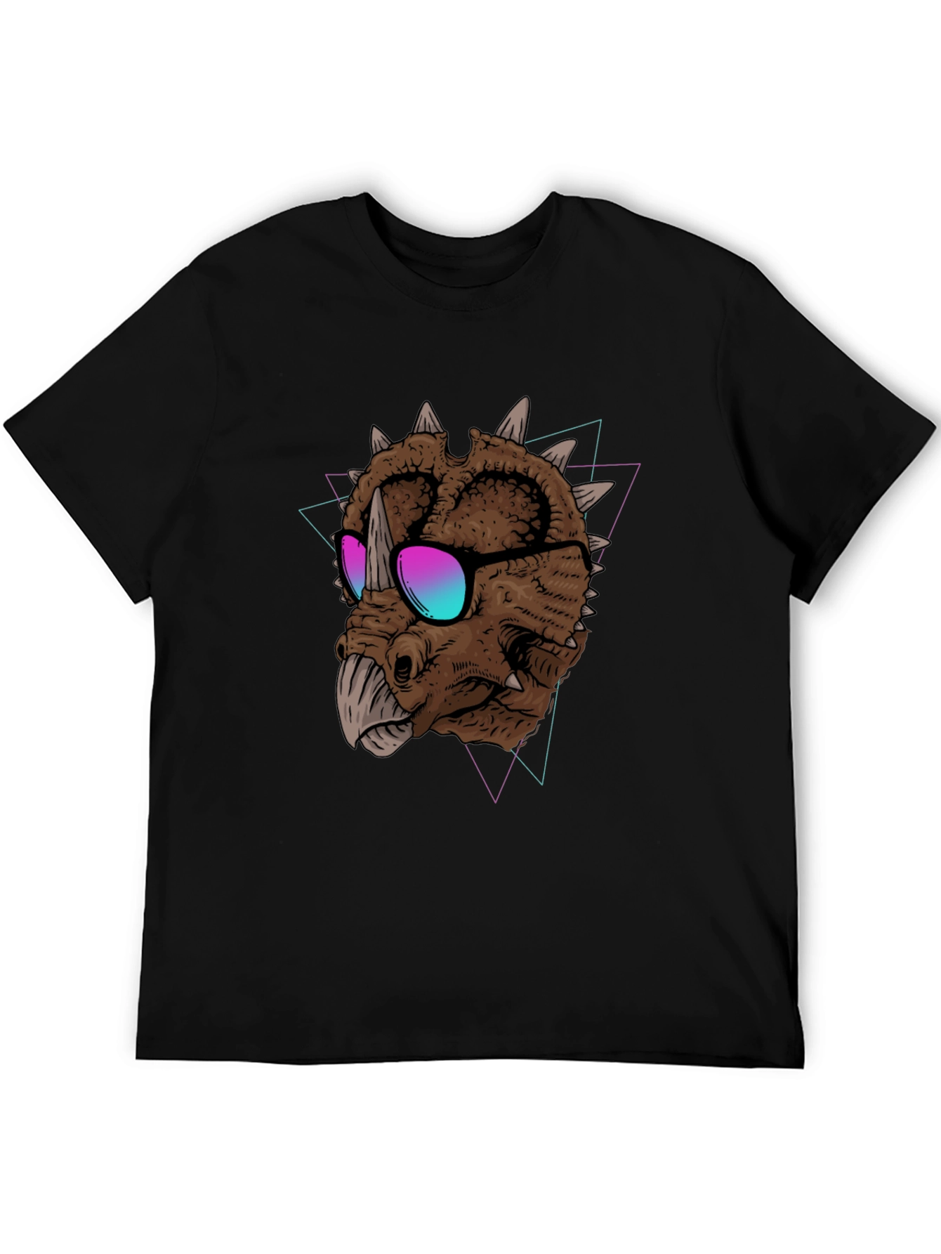 Cool Triceratops Graphic Tee - Black T-Shirt