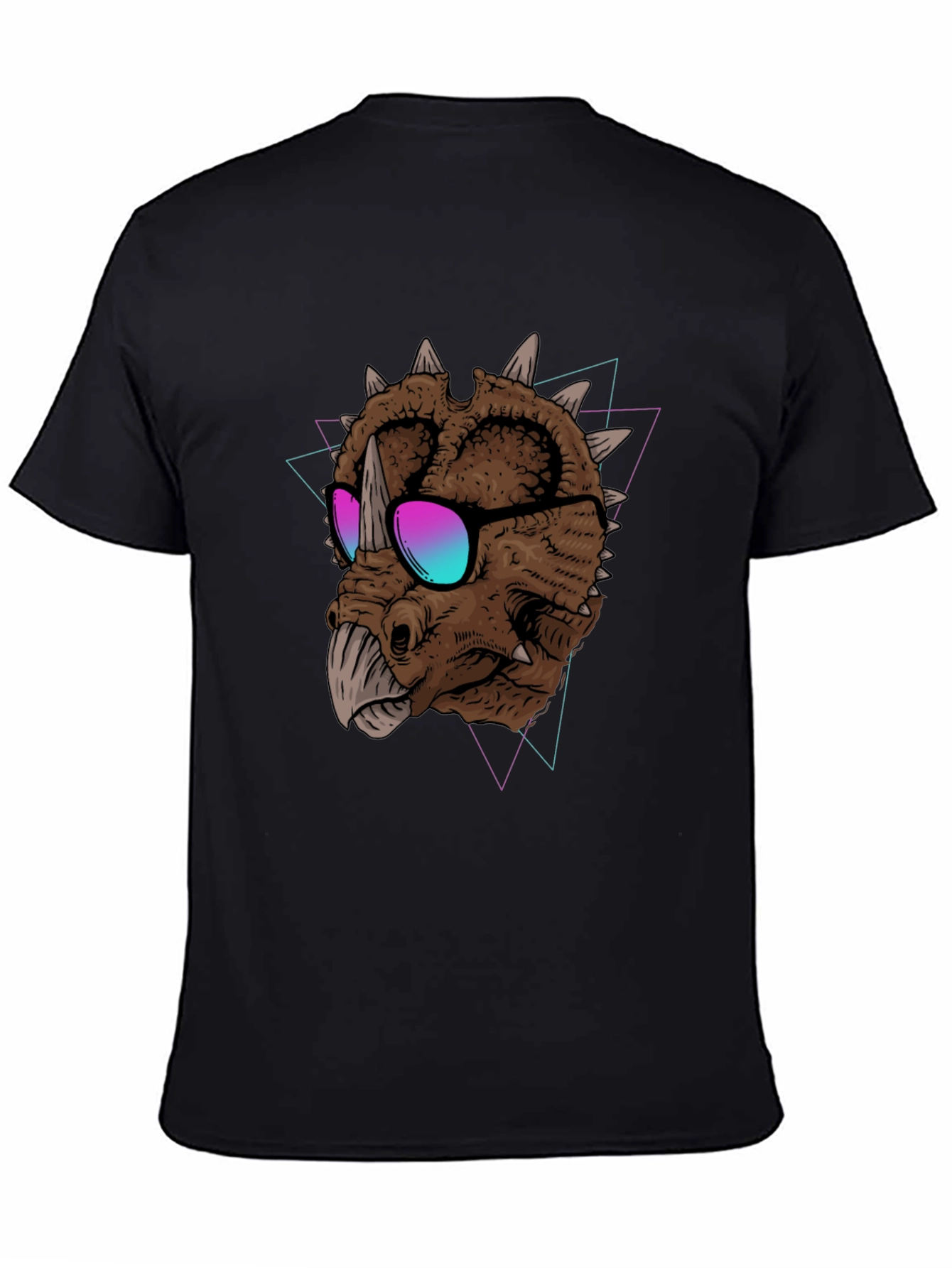 Cool Triceratops Graphic Tee - Black T-Shirt