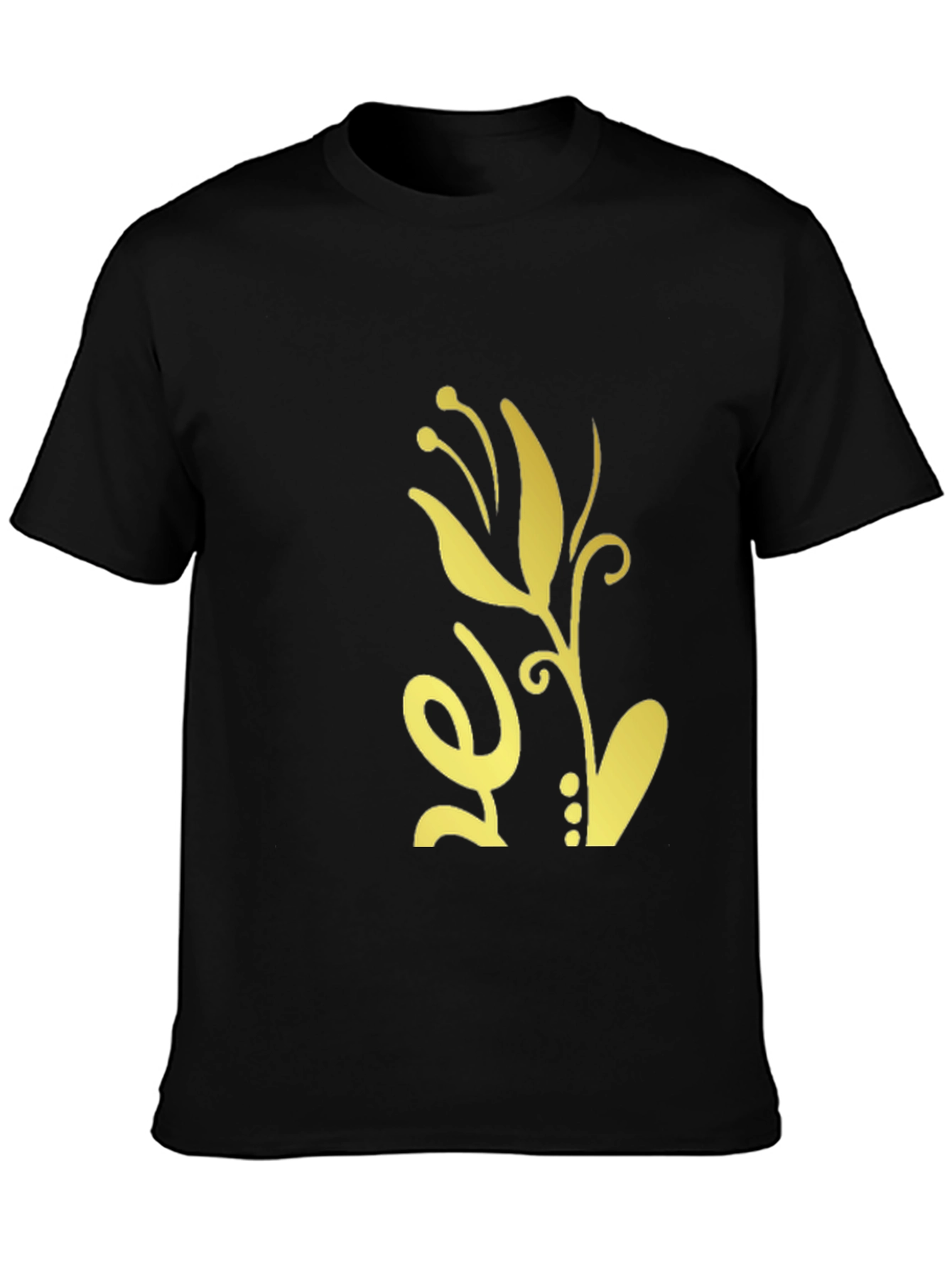 Mens Black T-Shirt with Floral Design
