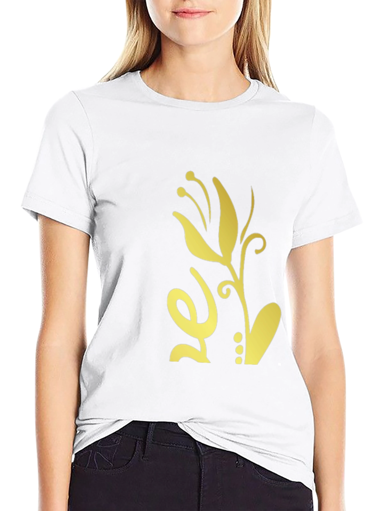 Mens Black T-Shirt with Floral Design