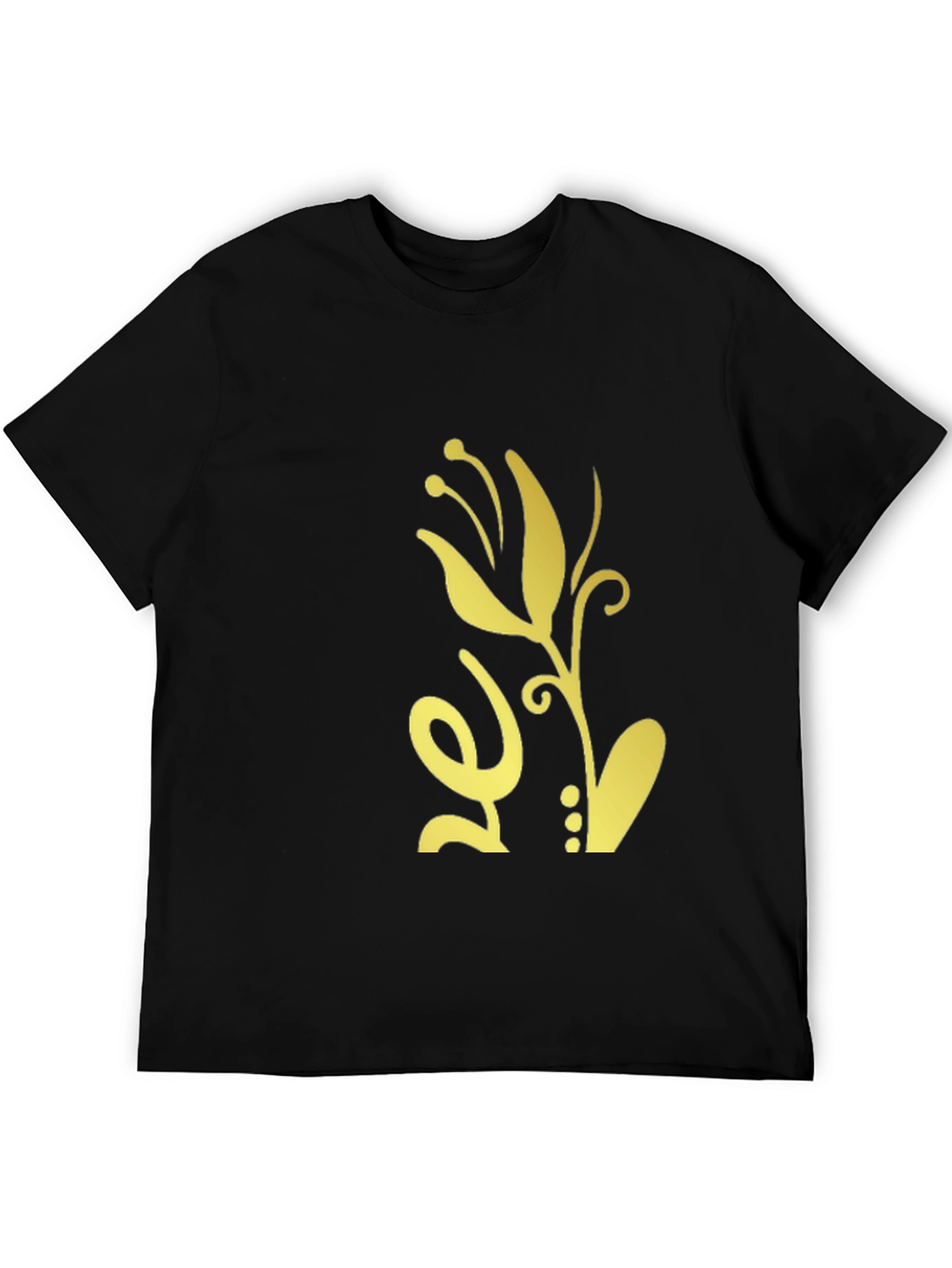 Mens Black T-Shirt with Floral Design