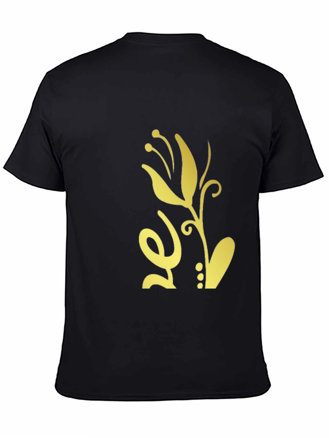 Mens Black T-Shirt with Floral Design