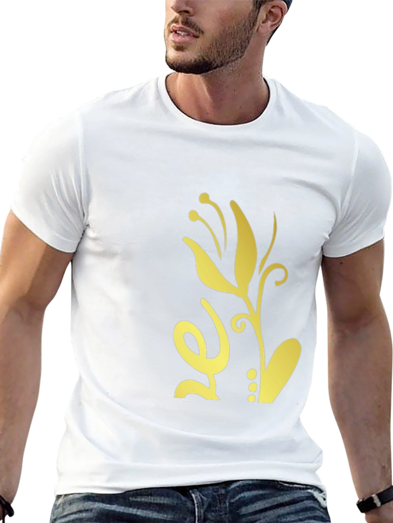 Mens Black T-Shirt with Floral Design