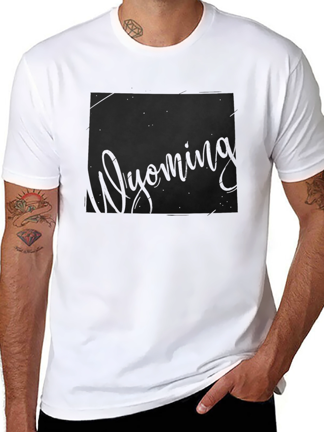 Wyoming State Outline Graphic Print T-Shirt