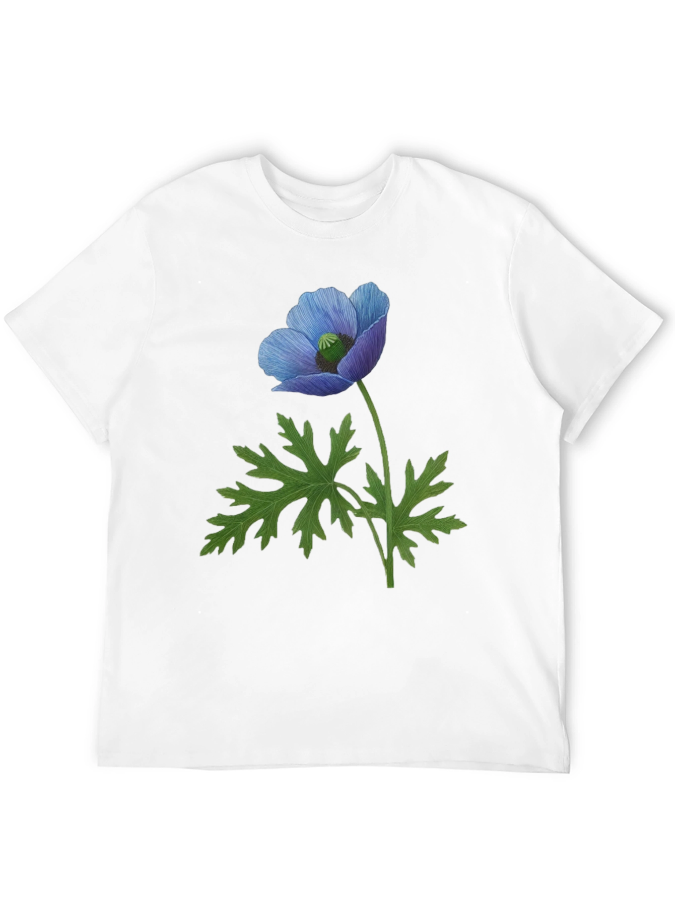 Blue Poppy Flower Graphic T-Shirt - Nature Inspired Tee