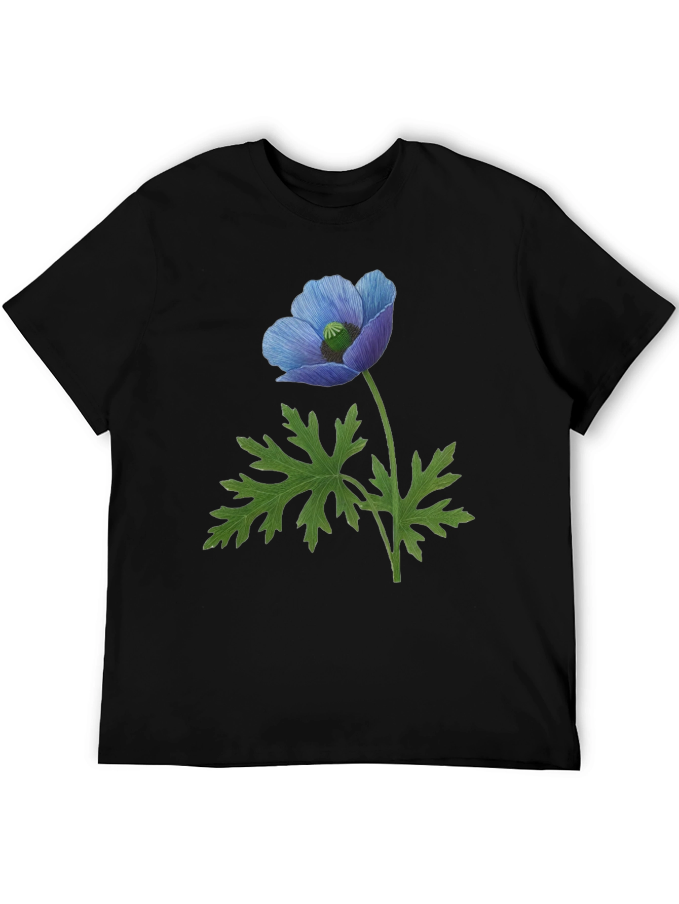 Blue Poppy Flower Graphic T-Shirt - Nature Inspired Tee