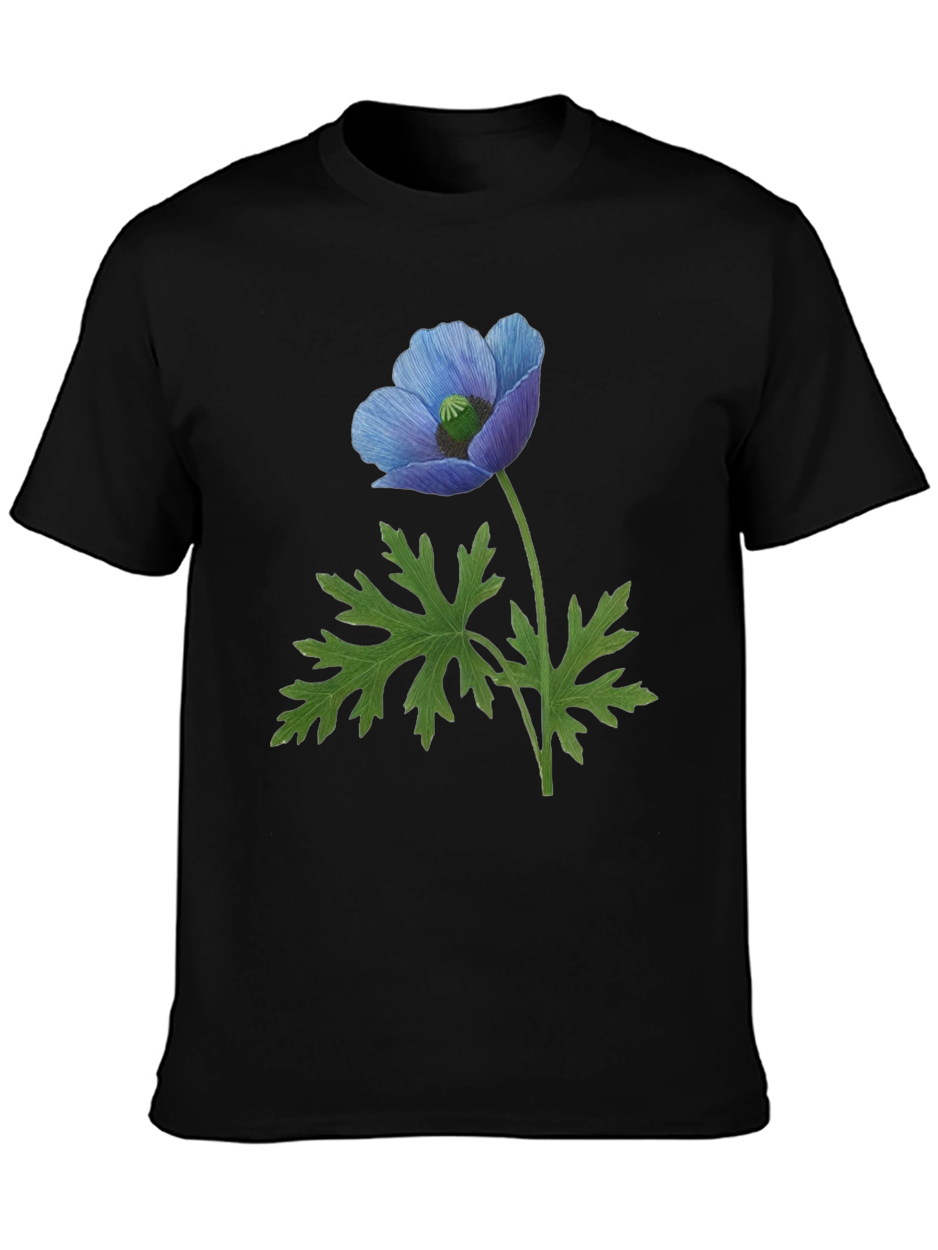 Blue Poppy Flower Graphic T-Shirt - Nature Inspired Tee