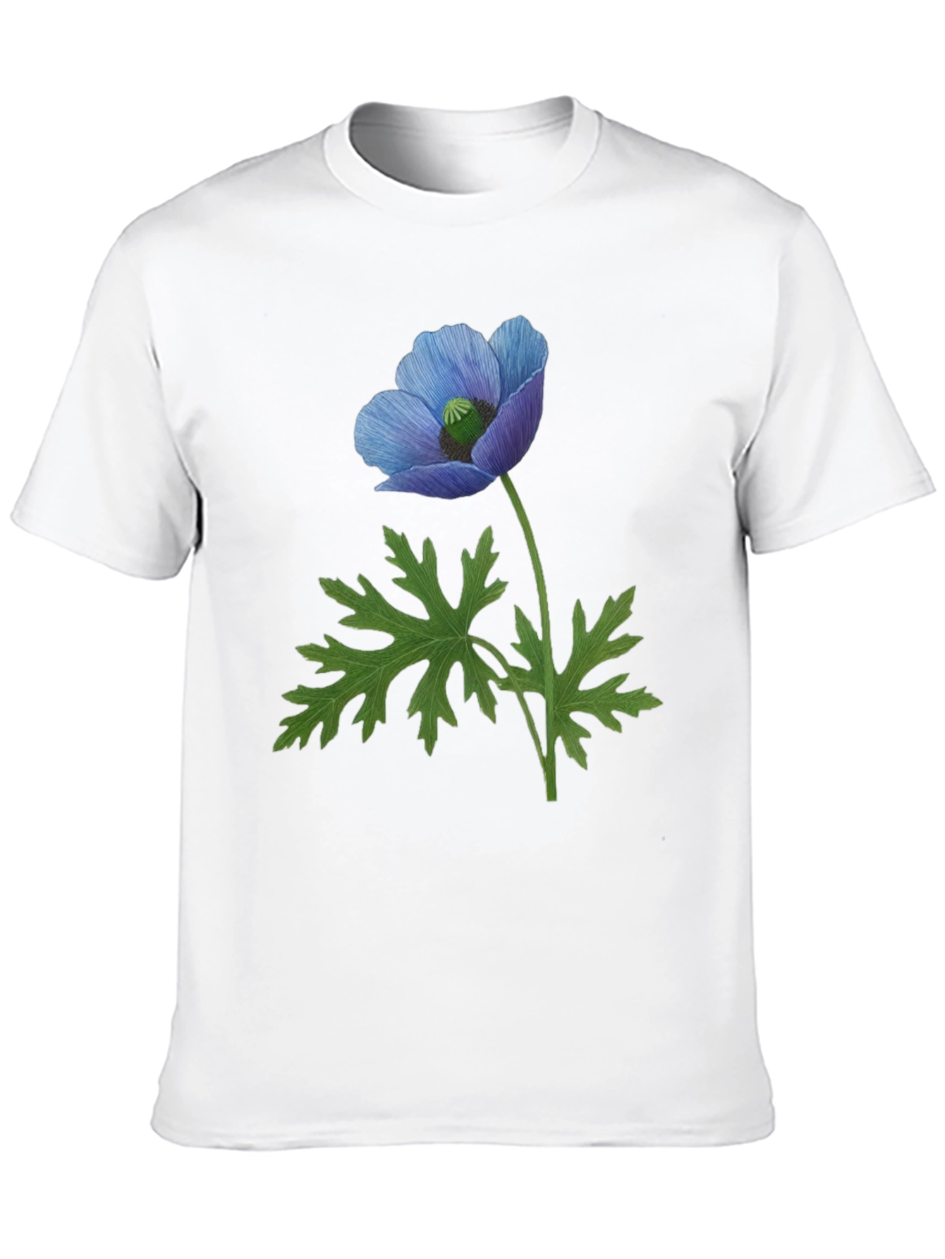 Blue Poppy Flower Graphic T-Shirt - Nature Inspired Tee
