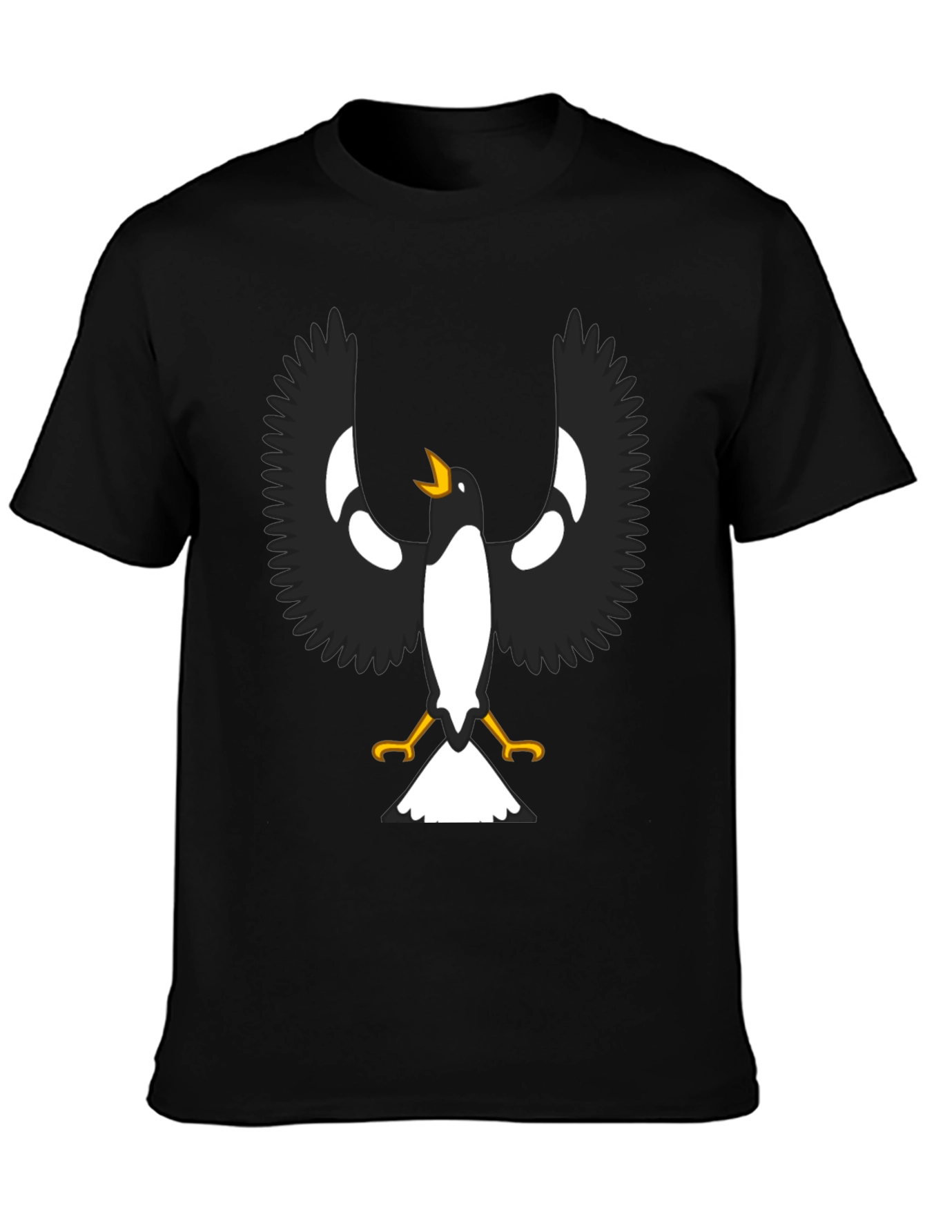 Black T-Shirt with Magpie Graphic