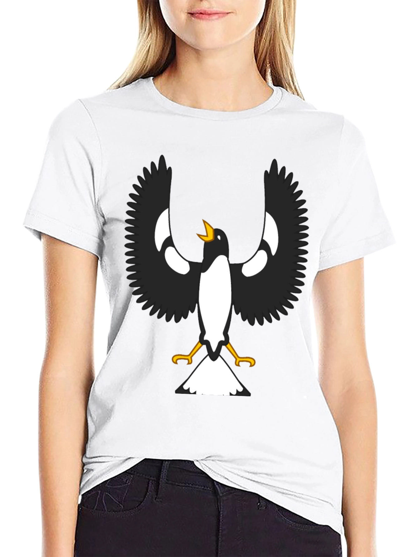 Black T-Shirt with Magpie Graphic