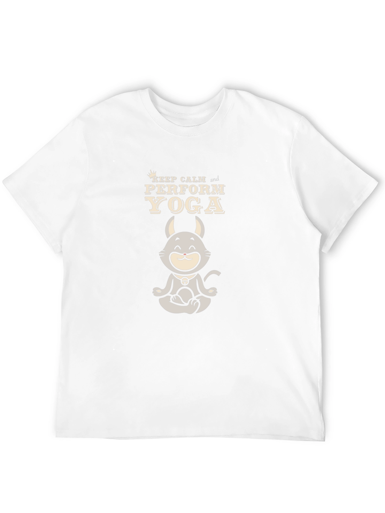 Keep Calm Yoga T-Shirt - Meditating Cat Graphic Tee