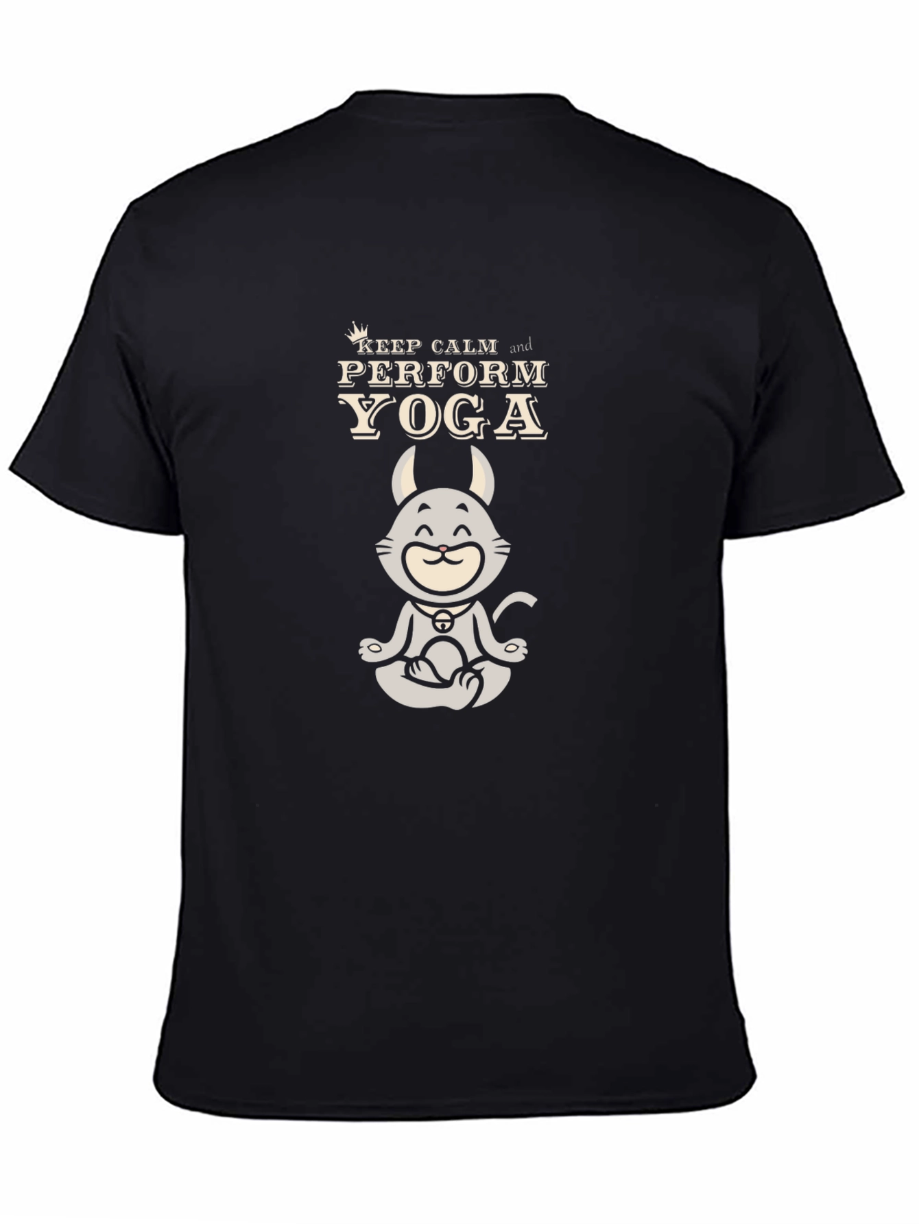 Keep Calm Yoga T-Shirt - Meditating Cat Graphic Tee