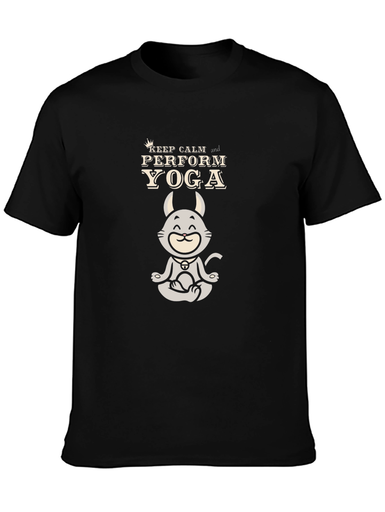 Keep Calm Yoga T-Shirt - Meditating Cat Graphic Tee