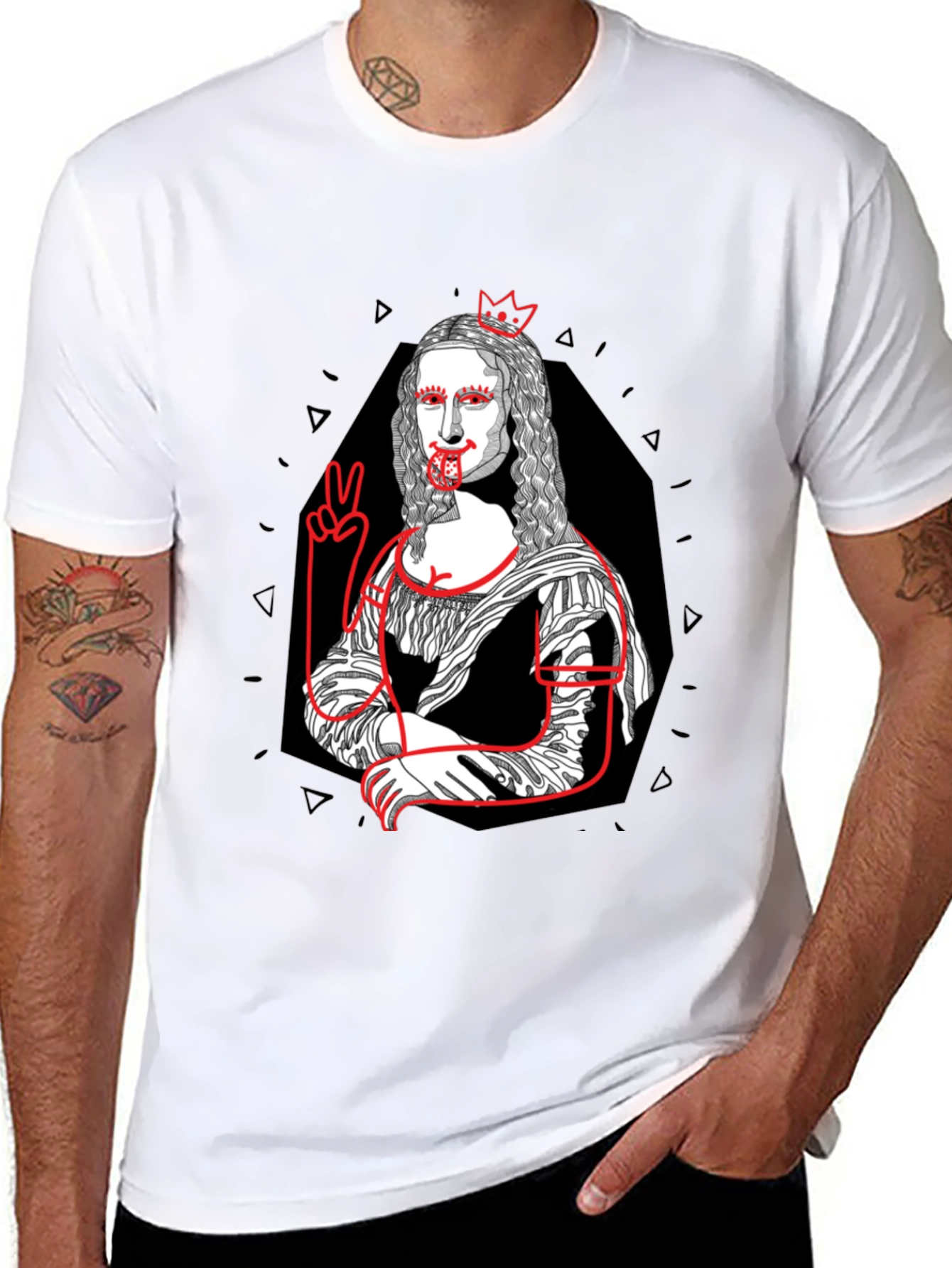 Mona Lisa Graphic Print T-Shirt - Black Cotton Tee