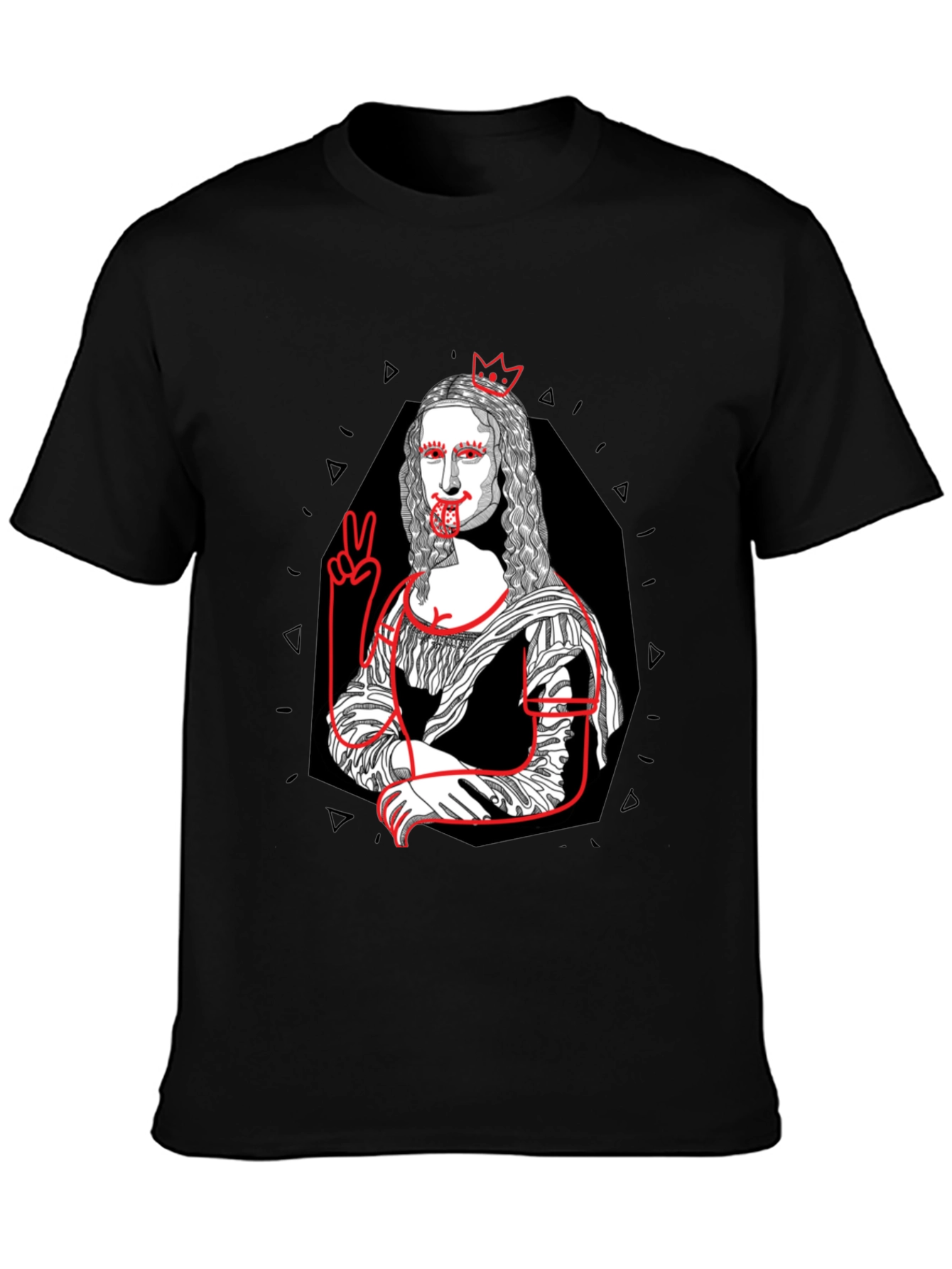 Mona Lisa Graphic Print T-Shirt - Black Cotton Tee