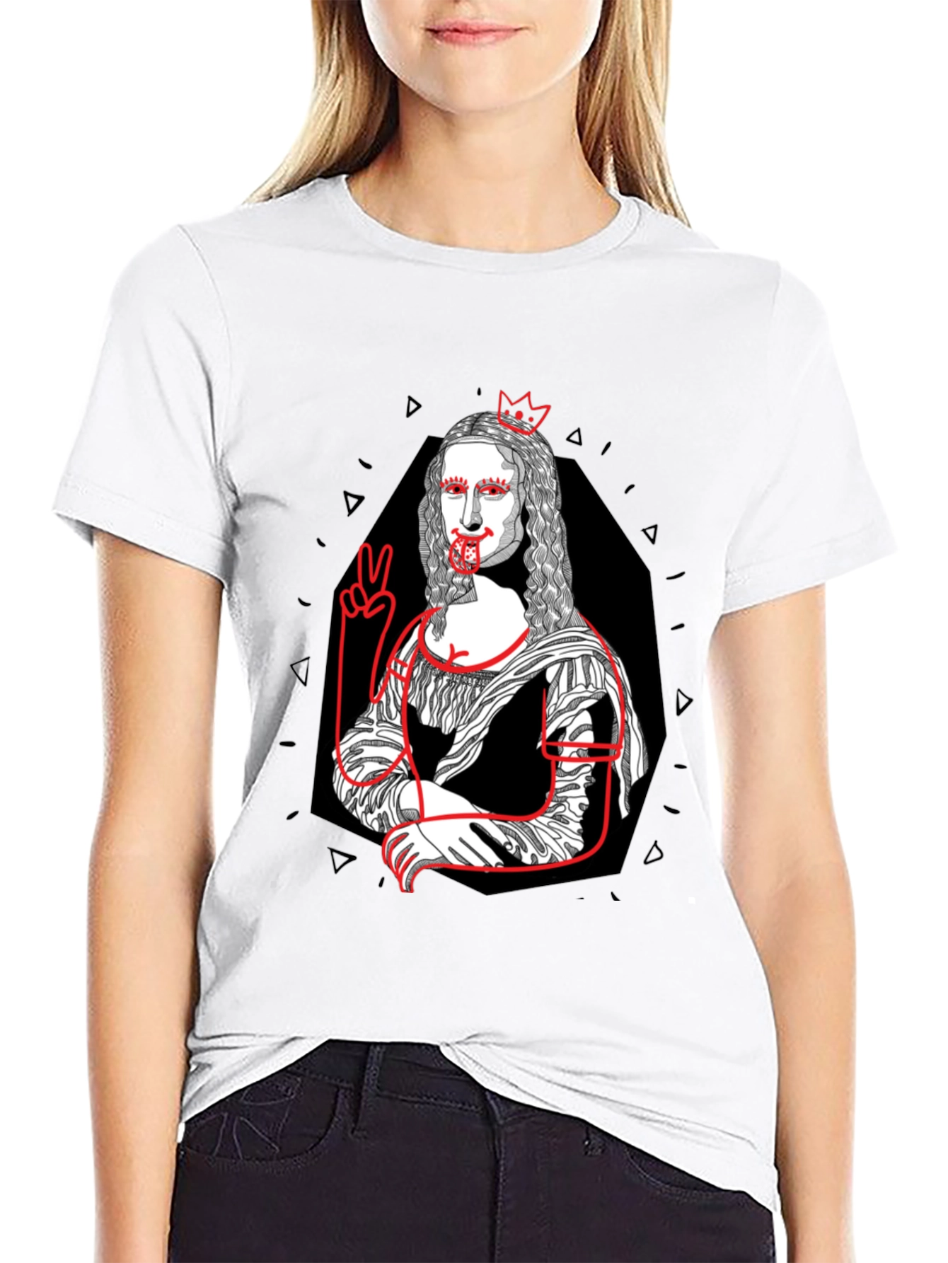 Mona Lisa Graphic Print T-Shirt - Black Cotton Tee