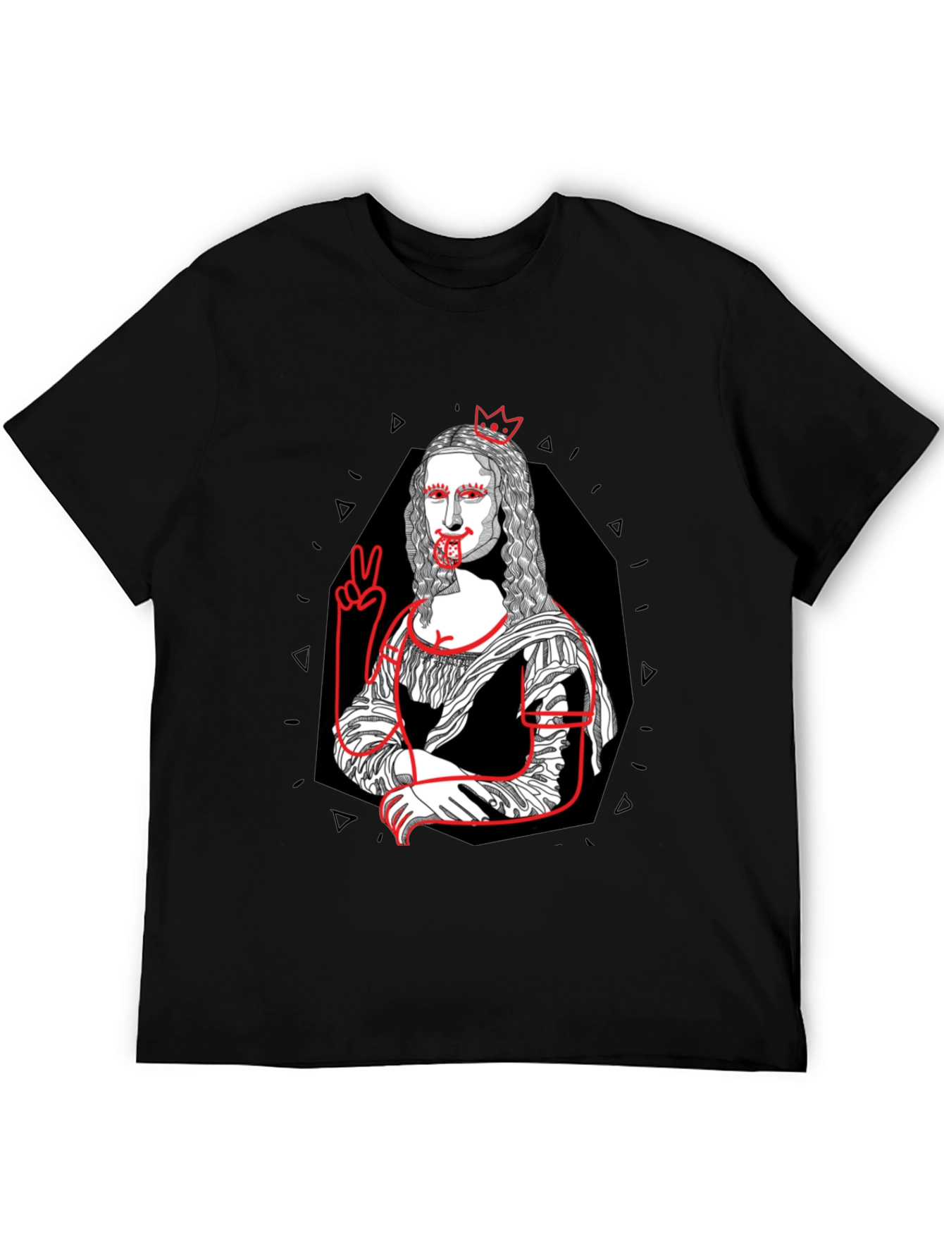 Mona Lisa Graphic Print T-Shirt - Black Cotton Tee