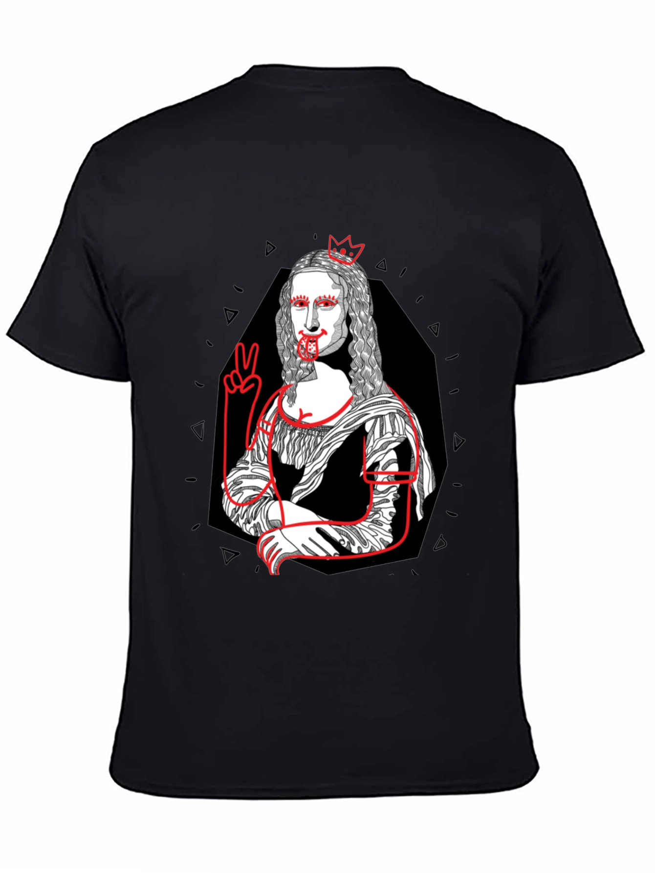 Mona Lisa Graphic Print T-Shirt - Black Cotton Tee