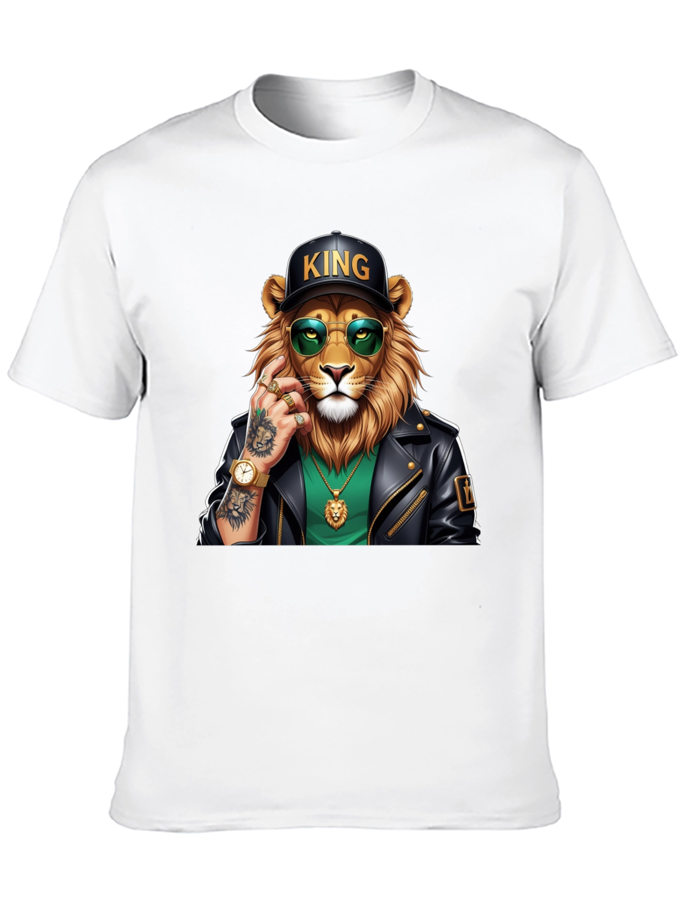 Cool Lion King Graphic Tee - Black