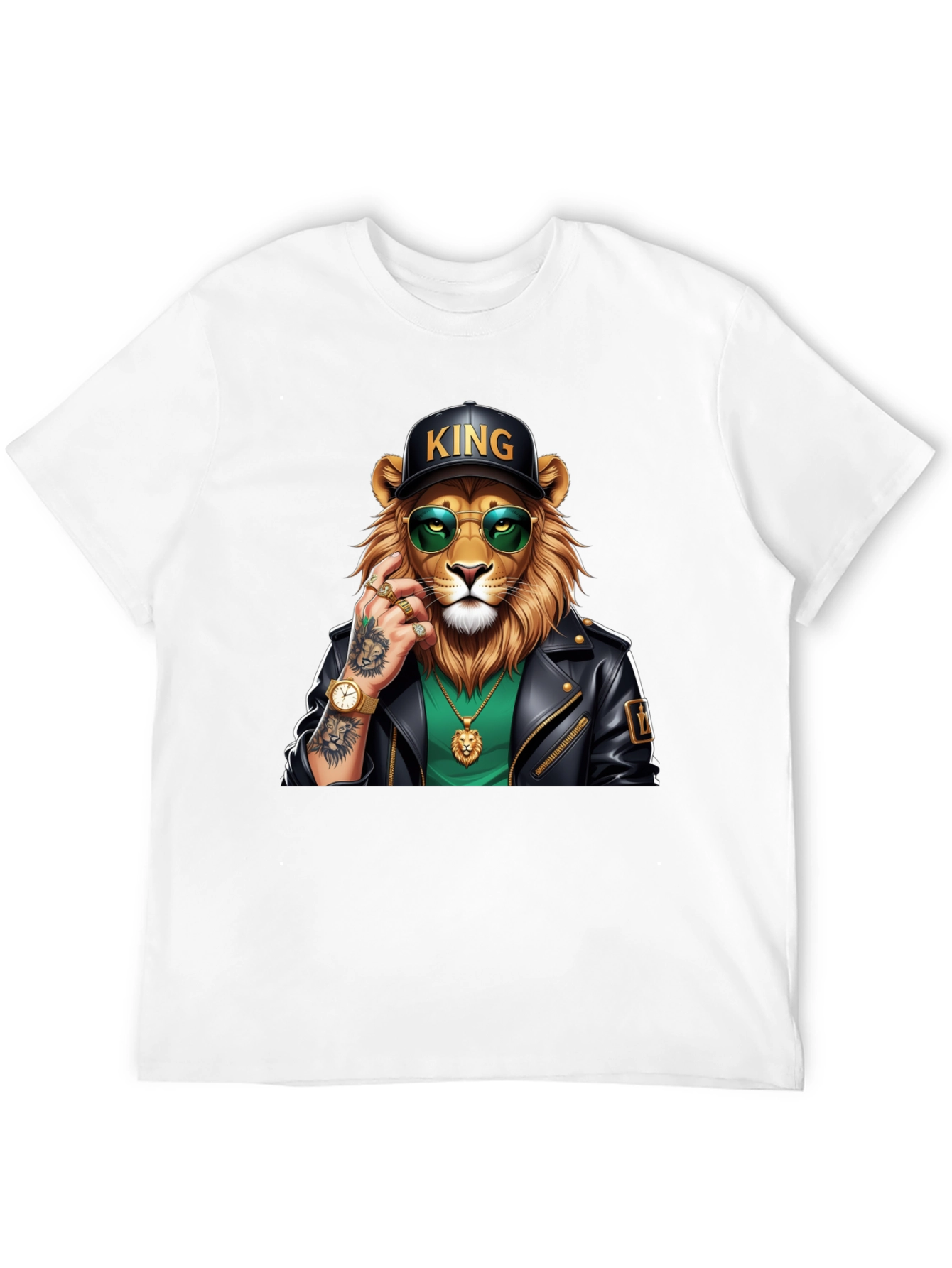 Cool Lion King Graphic Tee - Black