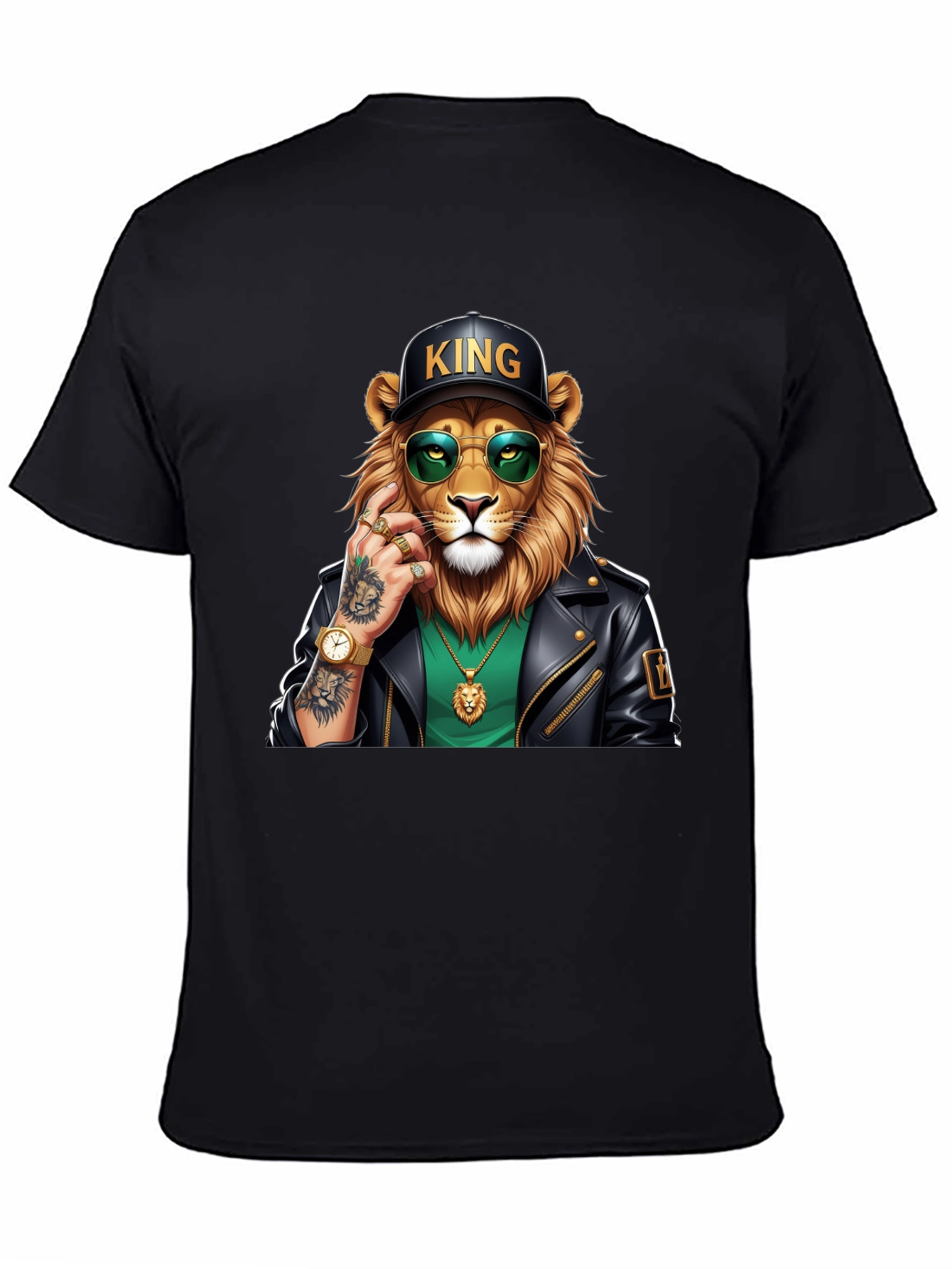 Cool Lion King Graphic Tee - Black
