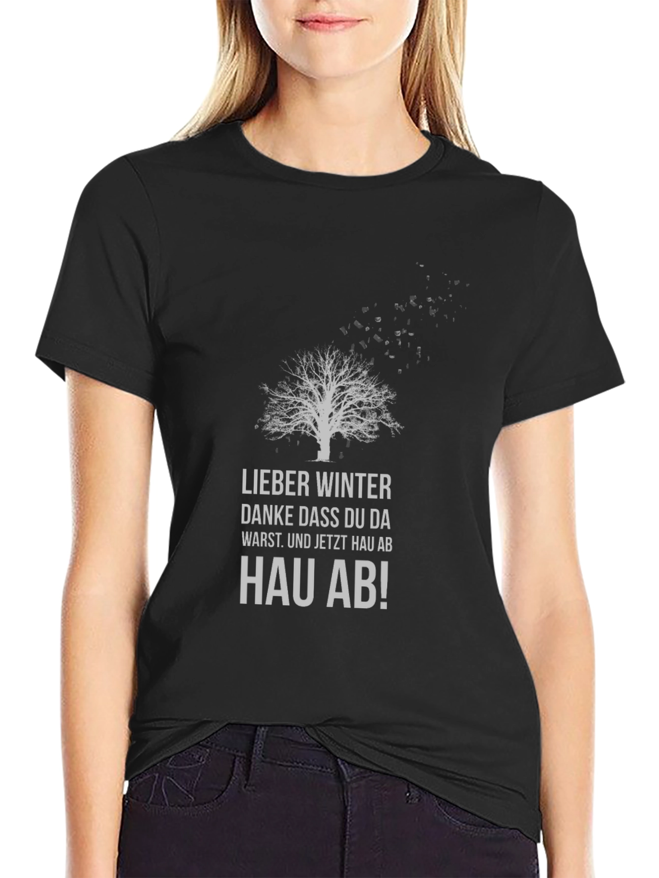 Winters Gone Black T-Shirt - Tree Design