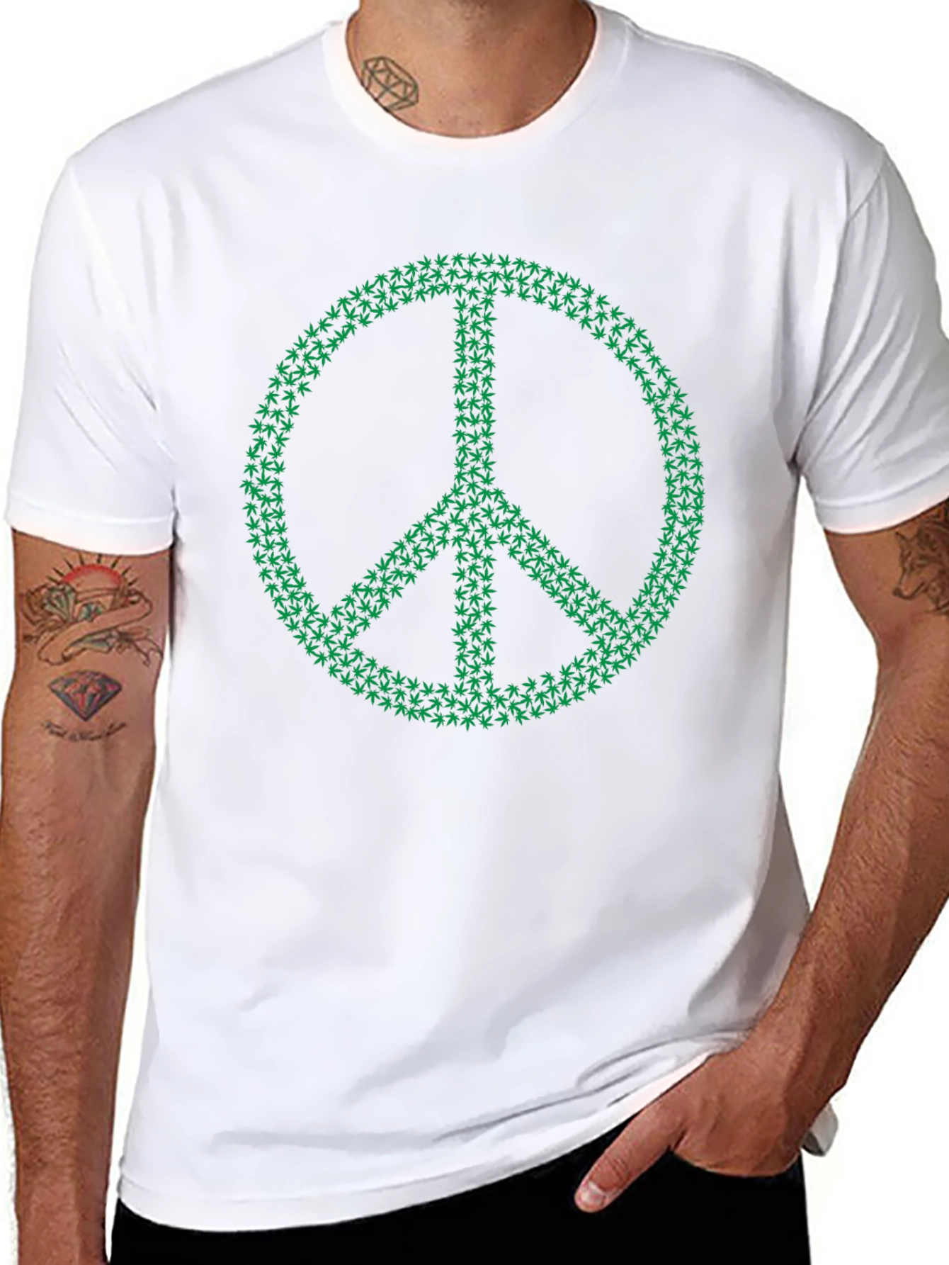 Peace Sign Marijuana Leaf Graphic Tee