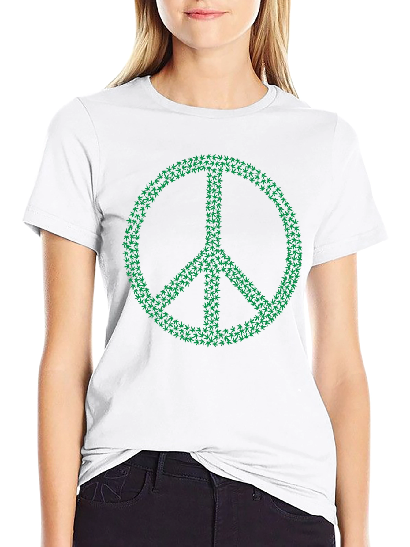 Peace Sign Marijuana Leaf Graphic Tee