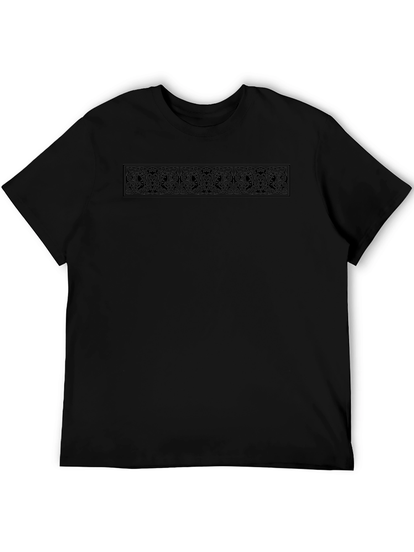 Mens Black T-Shirt with Ornamental Design