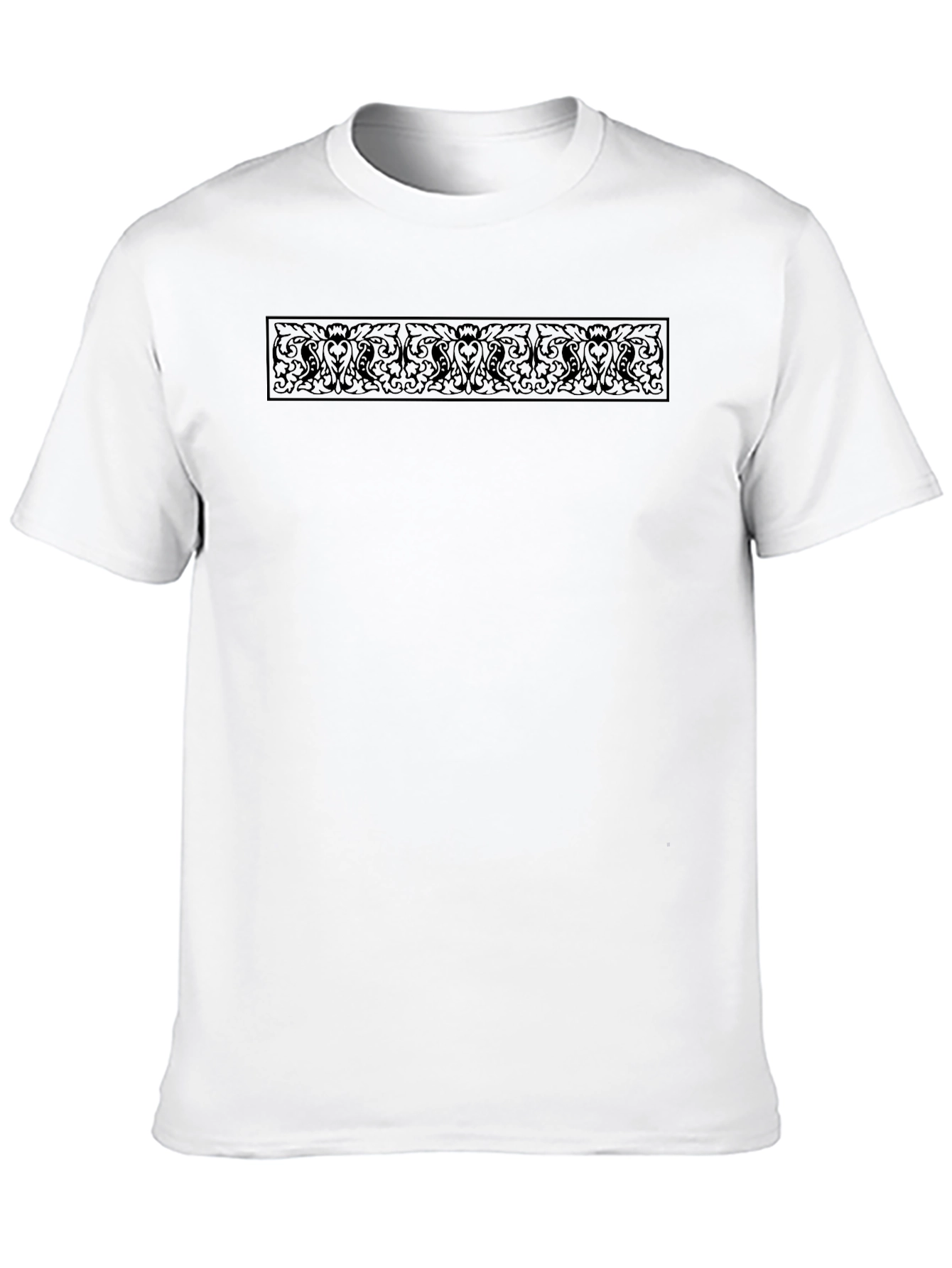 Mens Black T-Shirt with Ornamental Design